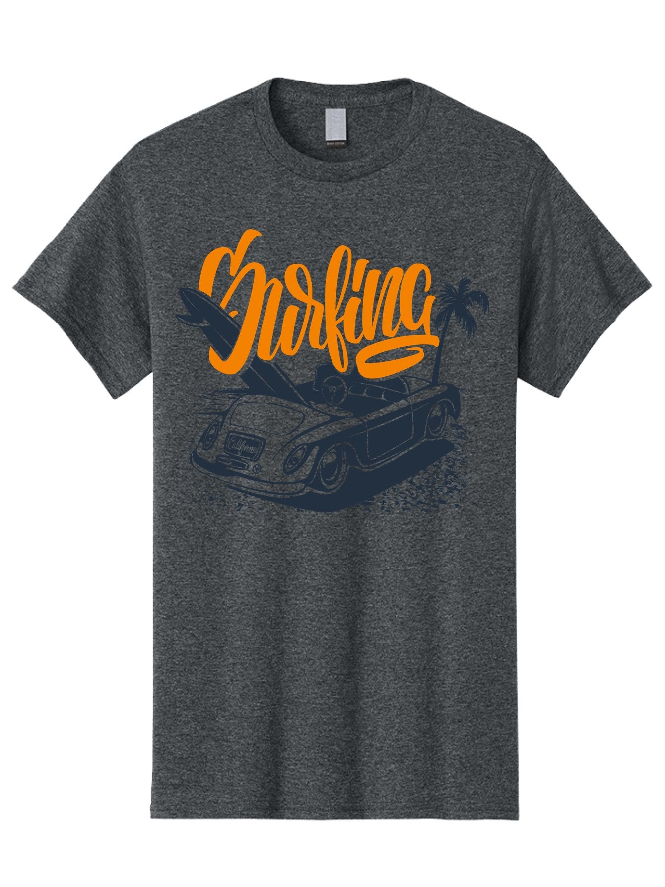 Surfing Men'S Graphic Tee, 100% Cotton, Comfortable Casual Summer Wear, Machine Washable, Vintage Convertible Car, Surfing Culture, Beach Lifestyle, Retro Style, Surfboard On Car, Palm Tree, Summer Fun, Surf Vibes, Classic Automobile Aac373 5