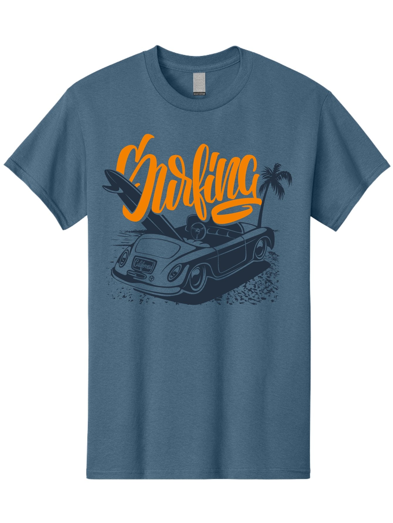 Surfing Men'S Graphic Tee, 100% Cotton, Comfortable Casual Summer Wear, Machine Washable, Vintage Convertible Car, Surfing Culture, Beach Lifestyle, Retro Style, Surfboard On Car, Palm Tree, Summer Fun, Surf Vibes, Classic Automobile Aac373 7