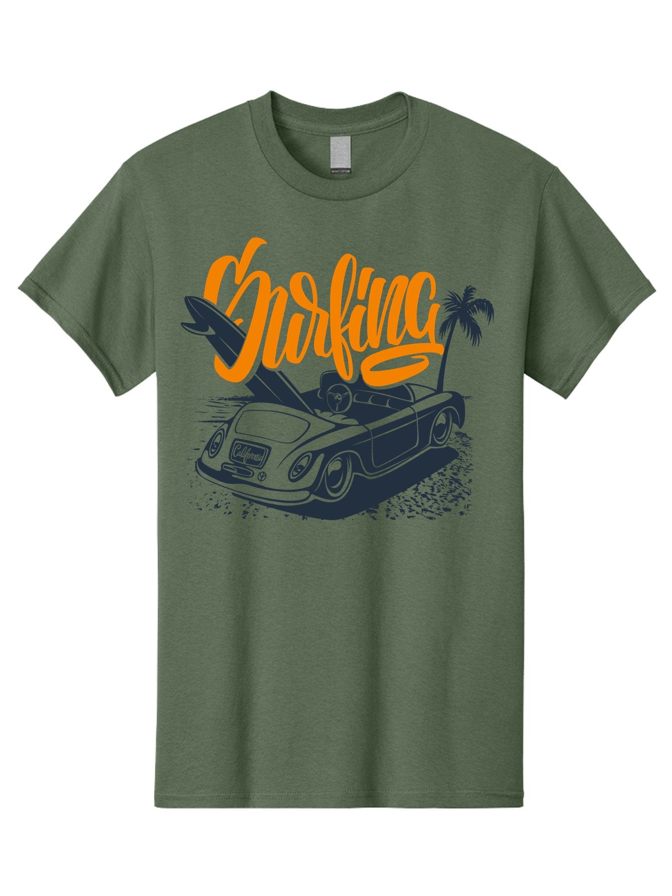 Surfing Men'S Graphic Tee, 100% Cotton, Comfortable Casual Summer Wear, Machine Washable, Vintage Convertible Car, Surfing Culture, Beach Lifestyle, Retro Style, Surfboard On Car, Palm Tree, Summer Fun, Surf Vibes, Classic Automobile Aac373 12