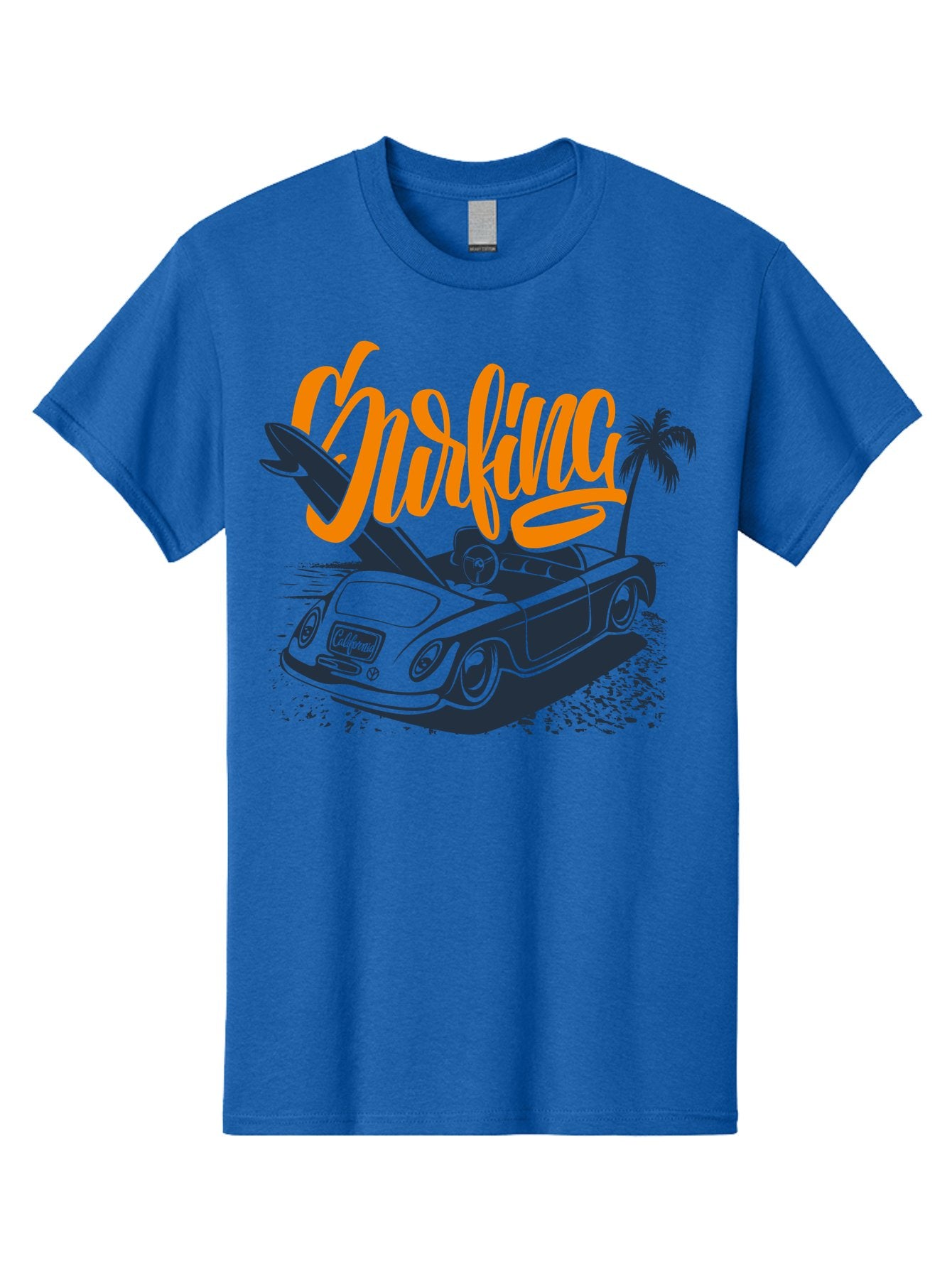 Surfing Men'S Graphic Tee, 100% Cotton, Comfortable Casual Summer Wear, Machine Washable, Vintage Convertible Car, Surfing Culture, Beach Lifestyle, Retro Style, Surfboard On Car, Palm Tree, Summer Fun, Surf Vibes, Classic Automobile Aac373 13