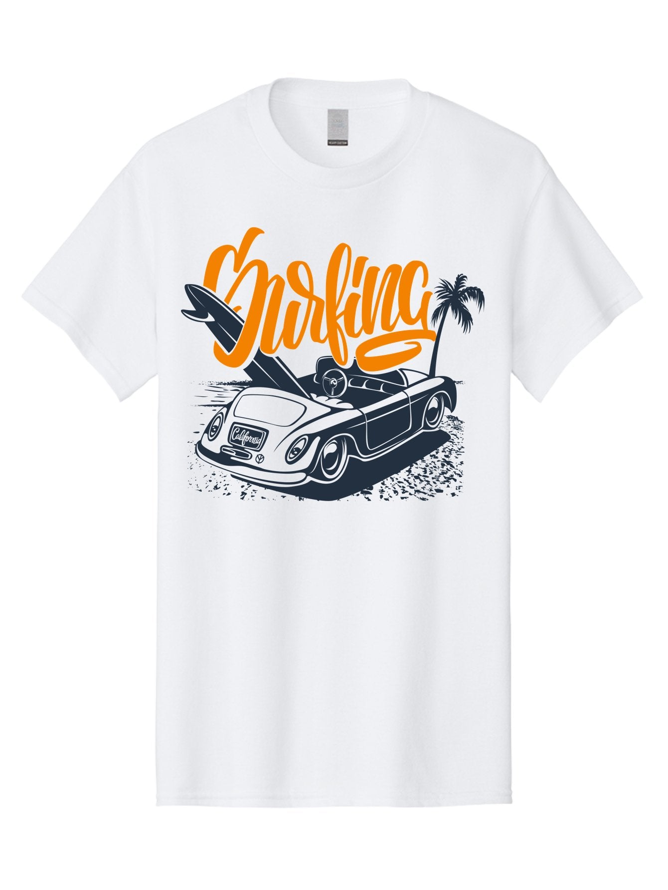 Surfing Men'S Graphic Tee, 100% Cotton, Comfortable Casual Summer Wear, Machine Washable, Vintage Convertible Car, Surfing Culture, Beach Lifestyle, Retro Style, Surfboard On Car, Palm Tree, Summer Fun, Surf Vibes, Classic Automobile Aac373 6