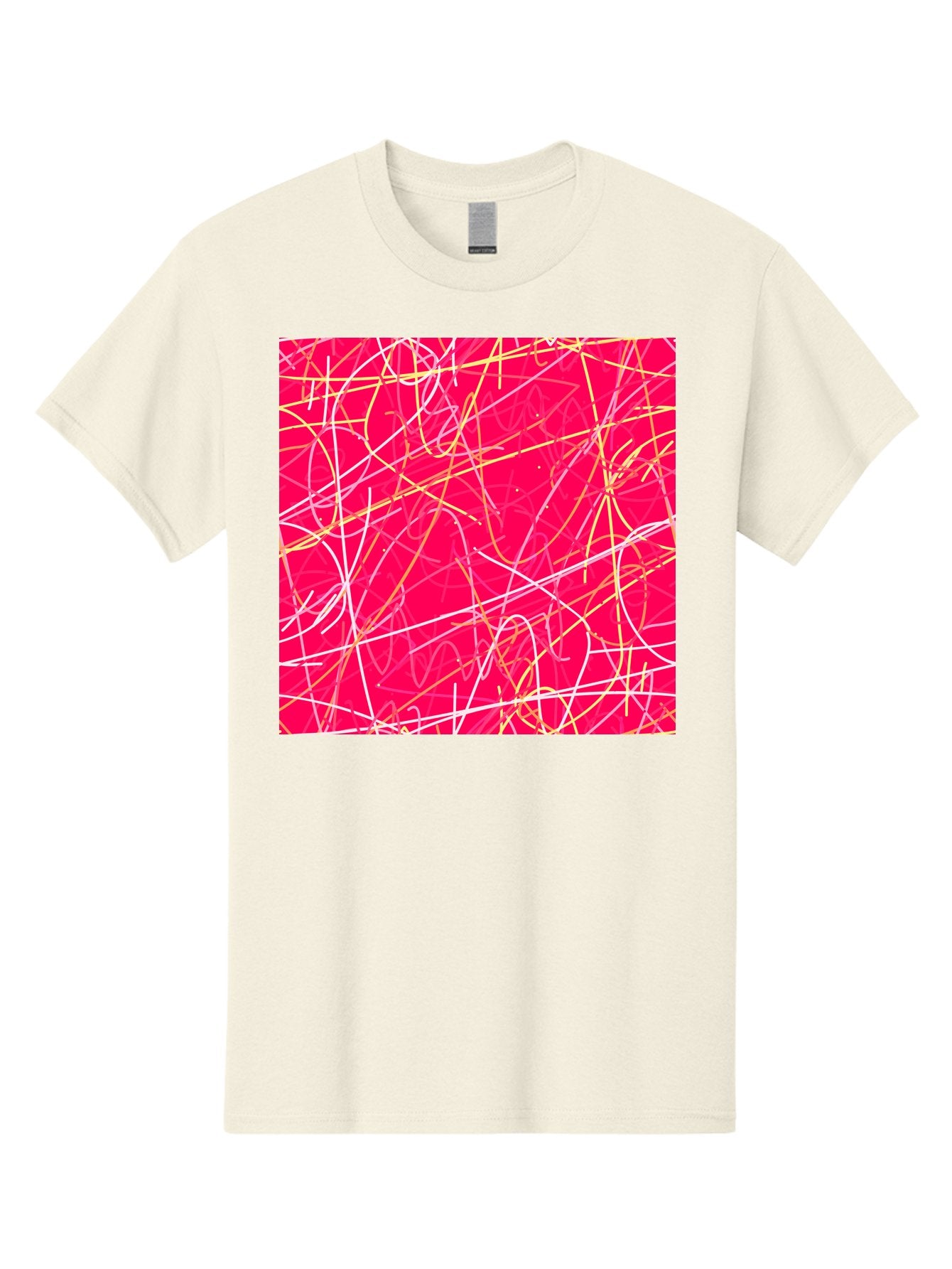 Abstract-Lines Men'S Graphic Tee, 100% Cotton, Comfortable Casual Summer Wear, Machine Washable, Abstract Art, Vibrant Pink Background, Swirling Lines, Dynamic Movement, Modern Design, Artistic Expression, Creative Wallpaper, Digital Art, Aac374 13