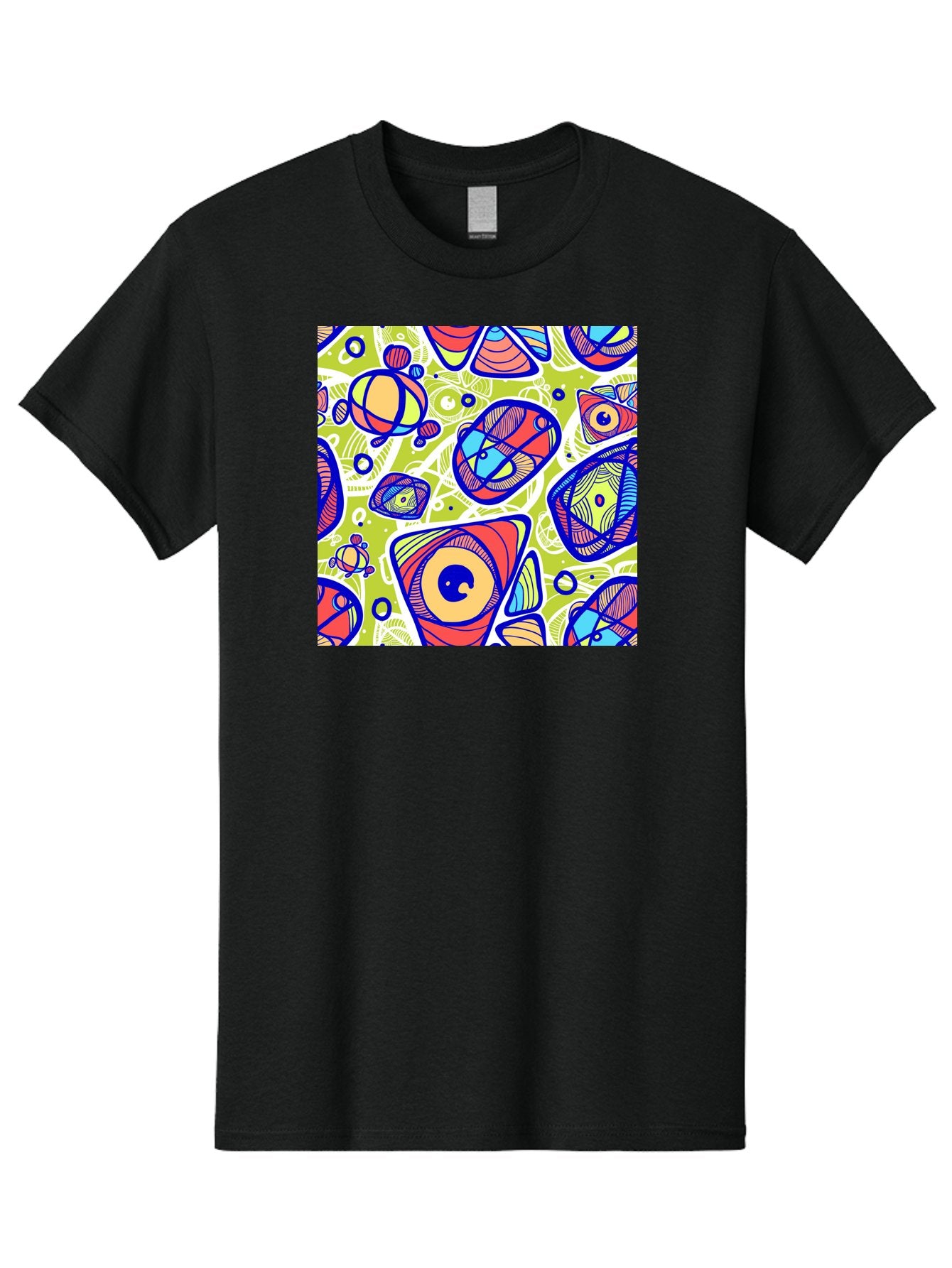 All-Seeing-Eyes Men'S Graphic Tee, 100% Cotton, Comfortable Casual Summer Wear, Machine Washable, Stylized Eyes, Abstract Shapes, Vibrant Colors, Bold Designs, Eye-Catching Patterns, Graphic Art, Tribal Motifs, Fantasy Elements, Aac375 14