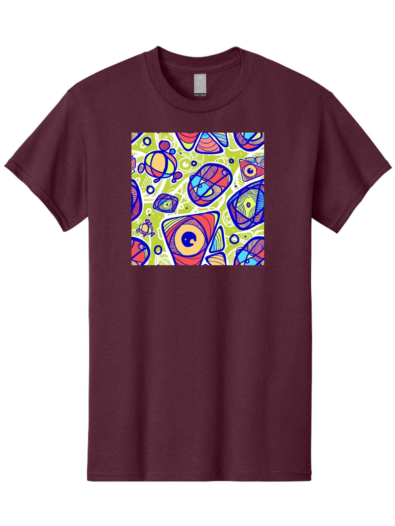 All-Seeing-Eyes Men'S Graphic Tee, 100% Cotton, Comfortable Casual Summer Wear, Machine Washable, Stylized Eyes, Abstract Shapes, Vibrant Colors, Bold Designs, Eye-Catching Patterns, Graphic Art, Tribal Motifs, Fantasy Elements, Aac375 7