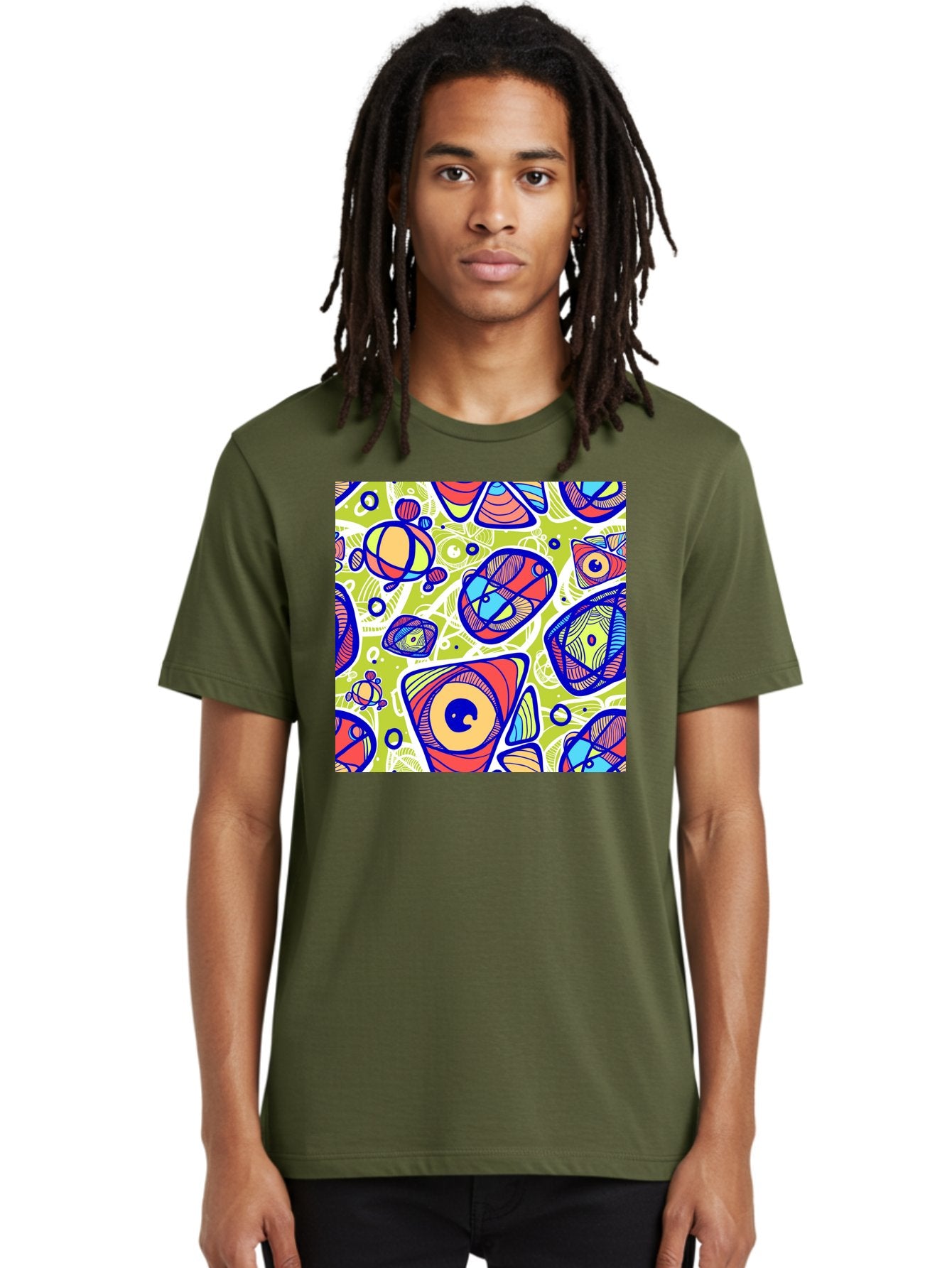 All-Seeing-Eyes Men'S Graphic Tee, 100% Cotton, Comfortable Casual Summer Wear, Machine Washable, Stylized Eyes, Abstract Shapes, Vibrant Colors, Bold Designs, Eye-Catching Patterns, Graphic Art, Tribal Motifs, Fantasy Elements, Aac375 20