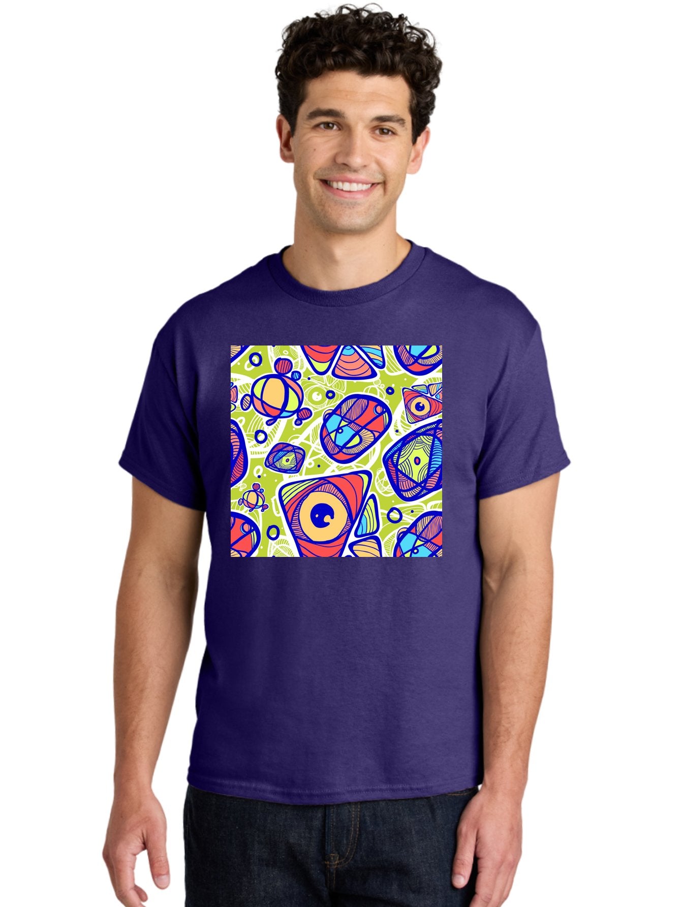 All-Seeing-Eyes Men'S Graphic Tee, 100% Cotton, Comfortable Casual Summer Wear, Machine Washable, Stylized Eyes, Abstract Shapes, Vibrant Colors, Bold Designs, Eye-Catching Patterns, Graphic Art, Tribal Motifs, Fantasy Elements, Aac375 26