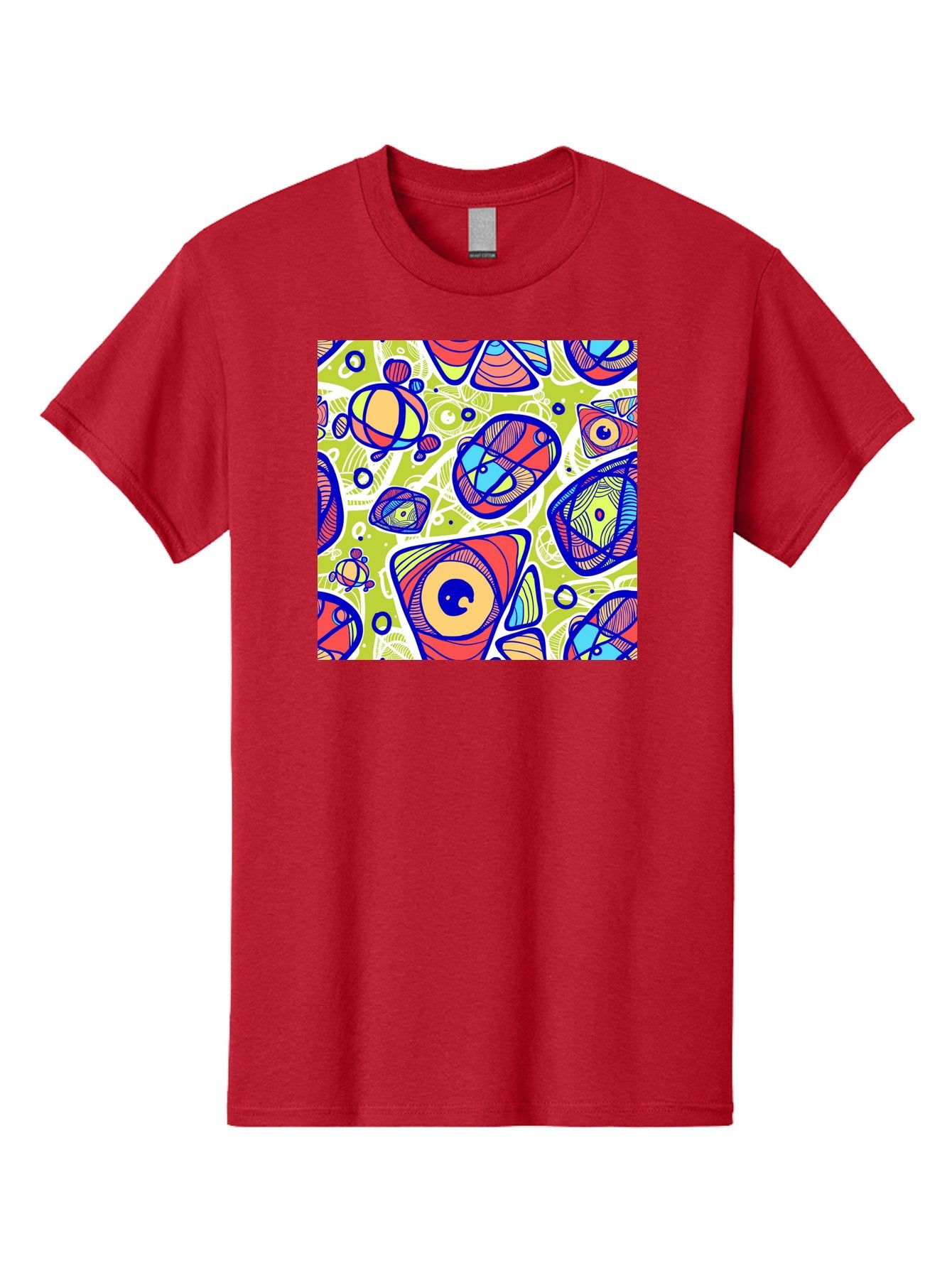 All-Seeing-Eyes Men'S Graphic Tee, 100% Cotton, Comfortable Casual Summer Wear, Machine Washable, Stylized Eyes, Abstract Shapes, Vibrant Colors, Bold Designs, Eye-Catching Patterns, Graphic Art, Tribal Motifs, Fantasy Elements, Aac375 5