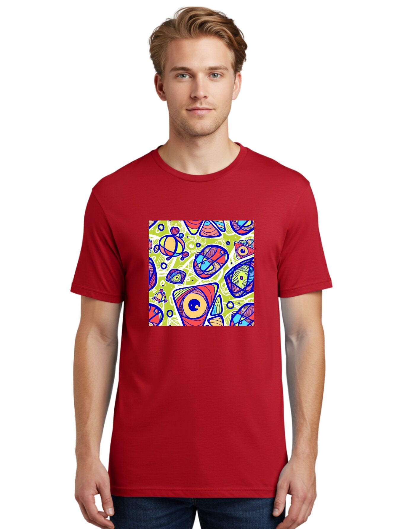 All-Seeing-Eyes Men'S Graphic Tee, 100% Cotton, Comfortable Casual Summer Wear, Machine Washable, Stylized Eyes, Abstract Shapes, Vibrant Colors, Bold Designs, Eye-Catching Patterns, Graphic Art, Tribal Motifs, Fantasy Elements, Aac375 23