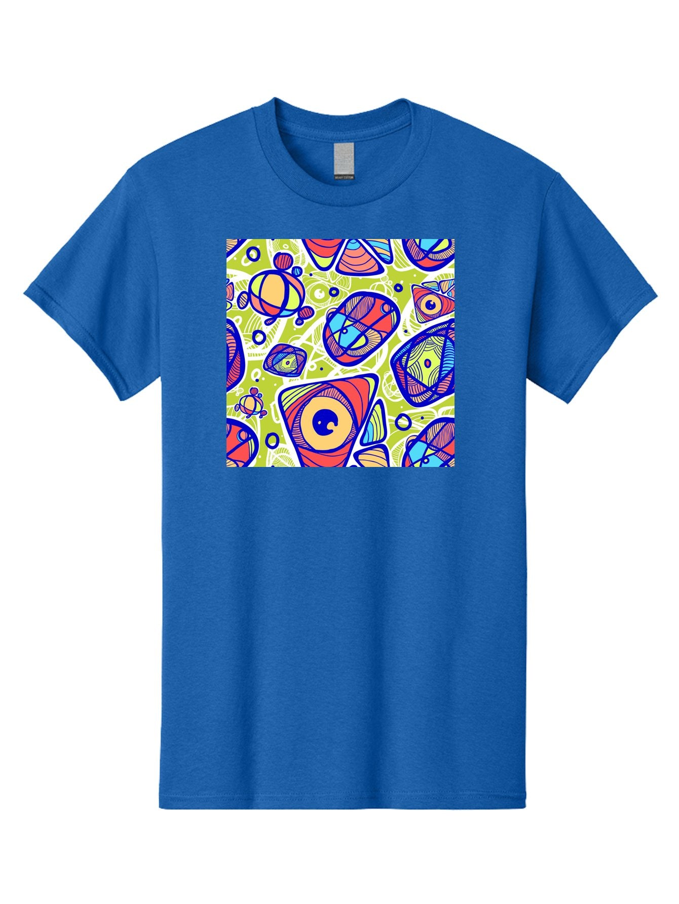 All-Seeing-Eyes Men'S Graphic Tee, 100% Cotton, Comfortable Casual Summer Wear, Machine Washable, Stylized Eyes, Abstract Shapes, Vibrant Colors, Bold Designs, Eye-Catching Patterns, Graphic Art, Tribal Motifs, Fantasy Elements, Aac375 4