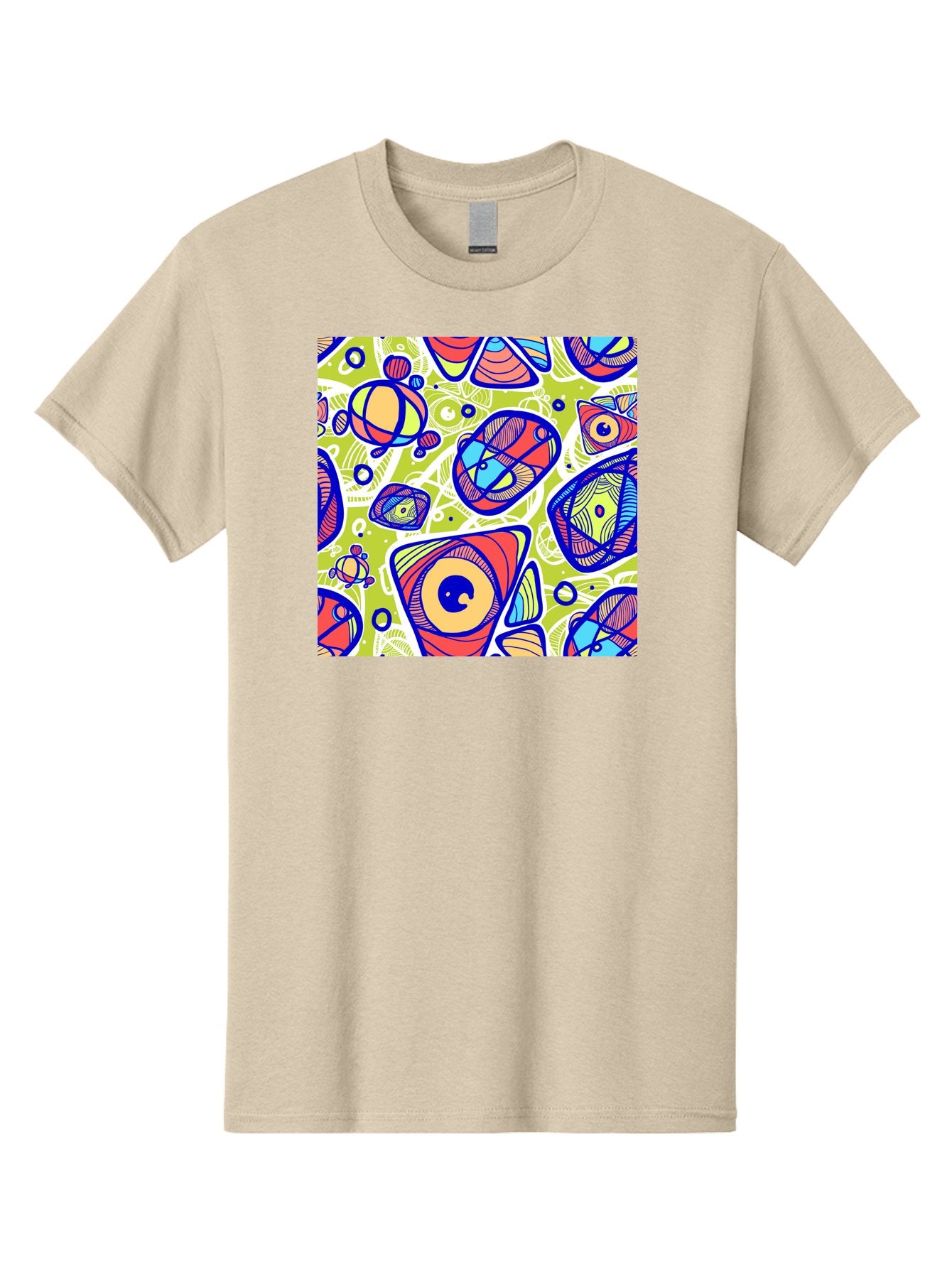 All-Seeing-Eyes Men'S Graphic Tee, 100% Cotton, Comfortable Casual Summer Wear, Machine Washable, Stylized Eyes, Abstract Shapes, Vibrant Colors, Bold Designs, Eye-Catching Patterns, Graphic Art, Tribal Motifs, Fantasy Elements, Aac375 15