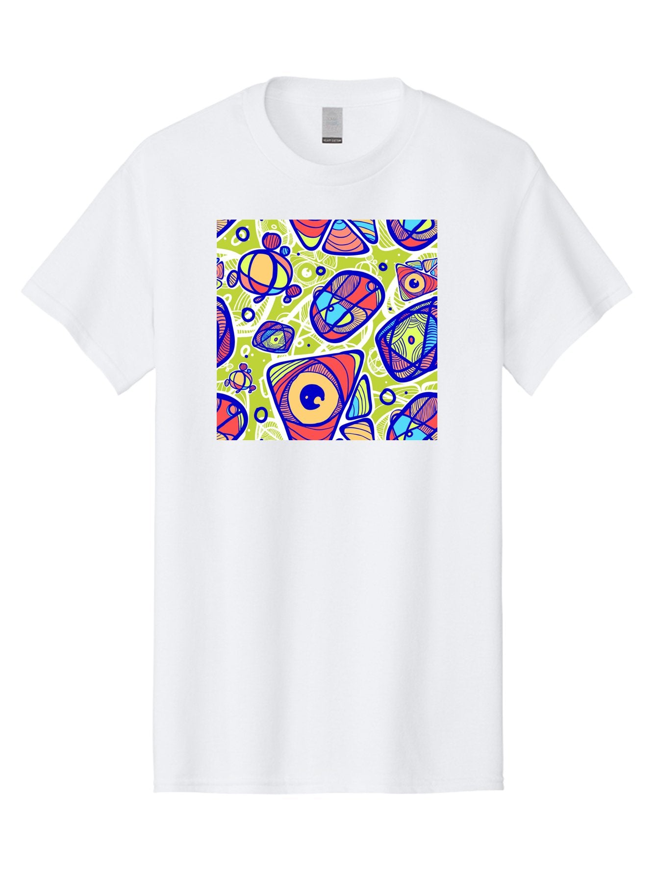 All-Seeing-Eyes Men'S Graphic Tee, 100% Cotton, Comfortable Casual Summer Wear, Machine Washable, Stylized Eyes, Abstract Shapes, Vibrant Colors, Bold Designs, Eye-Catching Patterns, Graphic Art, Tribal Motifs, Fantasy Elements, Aac375