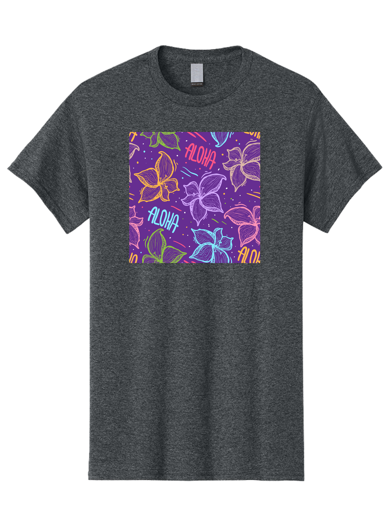 Aloha-Plumeria-Floral Men'S Graphic Tee, 100% Cotton, Comfortable Casual Summer Wear, Machine Washable, Plumeria Flowers, Tropical Flowers, Aloha Text, Colorful Graphics, Festive Design, Hawaiian Theme, Vibrant Colors, Playful Pattern, Aac376 27