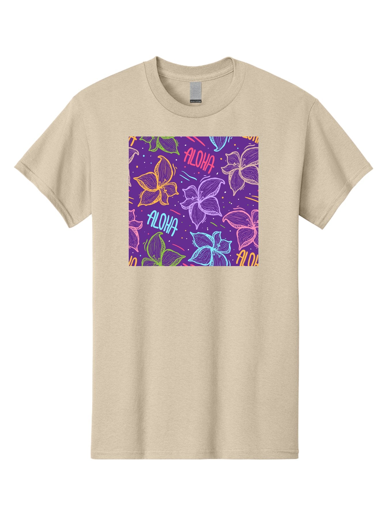 Aloha-Plumeria-Floral Men'S Graphic Tee, 100% Cotton, Comfortable Casual Summer Wear, Machine Washable, Plumeria Flowers, Tropical Flowers, Aloha Text, Colorful Graphics, Festive Design, Hawaiian Theme, Vibrant Colors, Playful Pattern, Aac376 13