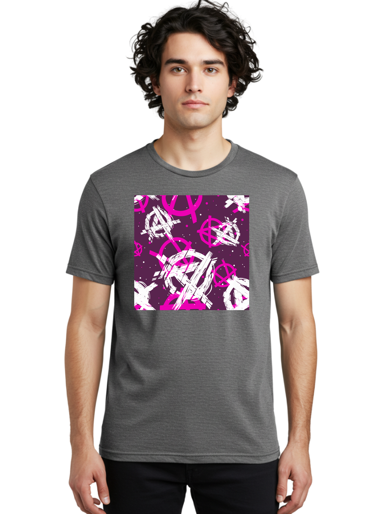 Anarchy-Symbols Men'S Graphic Tee, 100% Cotton, Comfortable Casual Summer Wear, Machine Washable, Anarchy Symbols, Protest Signs, Activist Graphics, Punk Rock Imagery, Chaotic Patterns, Abstract Art, Rebellion Motifs, Symbolic Expression, Aac377 10