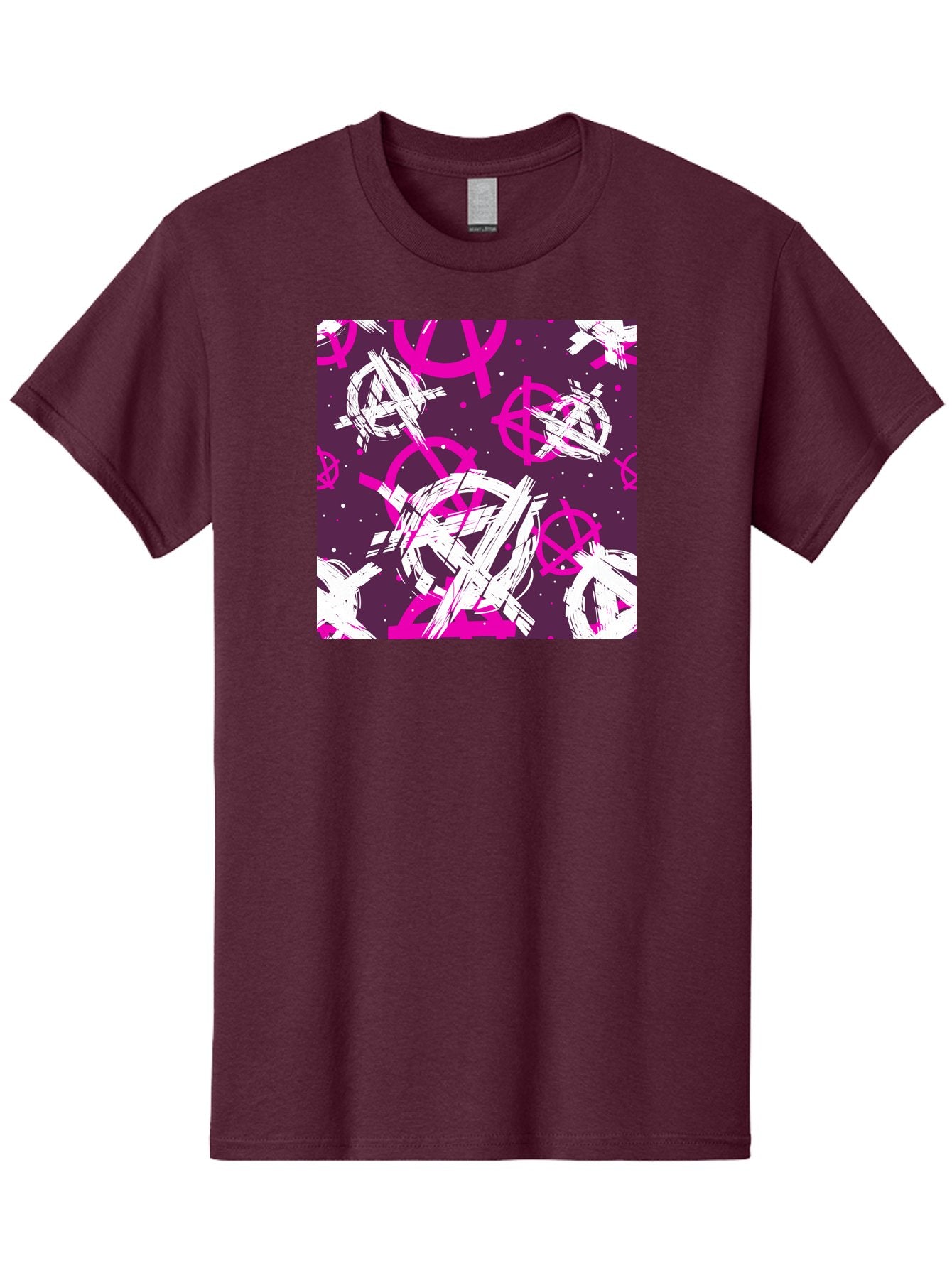 Anarchy-Symbols Men'S Graphic Tee, 100% Cotton, Comfortable Casual Summer Wear, Machine Washable, Anarchy Symbols, Protest Signs, Activist Graphics, Punk Rock Imagery, Chaotic Patterns, Abstract Art, Rebellion Motifs, Symbolic Expression, Aac377 3