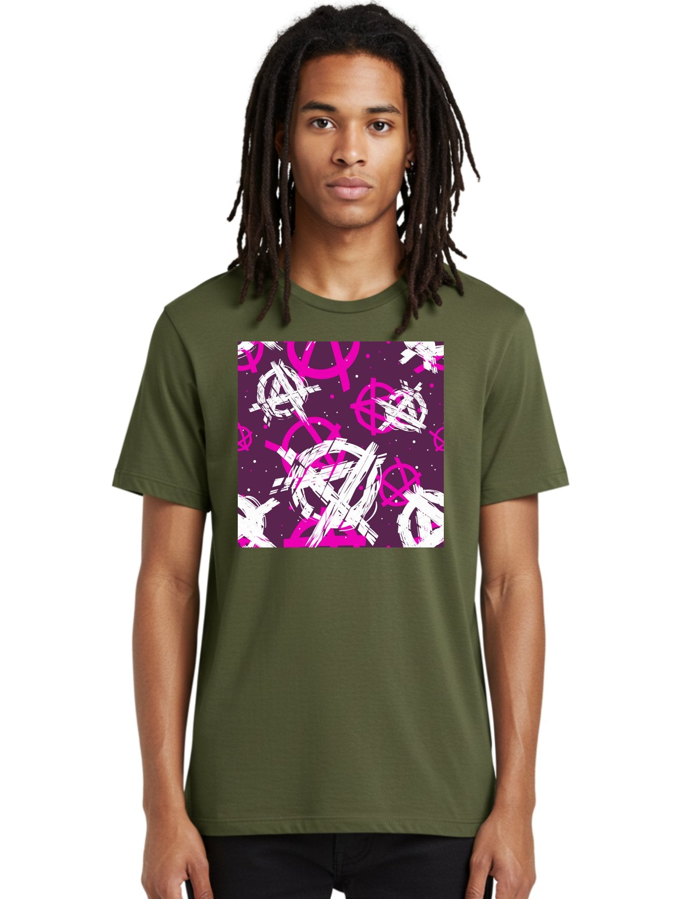 Anarchy-Symbols Men'S Graphic Tee, 100% Cotton, Comfortable Casual Summer Wear, Machine Washable, Anarchy Symbols, Protest Signs, Activist Graphics, Punk Rock Imagery, Chaotic Patterns, Abstract Art, Rebellion Motifs, Symbolic Expression, Aac377 27