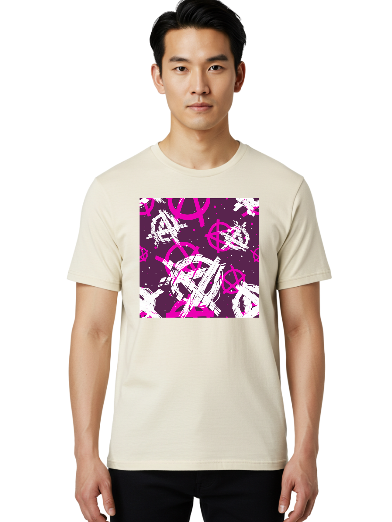 Anarchy-Symbols Men'S Graphic Tee, 100% Cotton, Comfortable Casual Summer Wear, Machine Washable, Anarchy Symbols, Protest Signs, Activist Graphics, Punk Rock Imagery, Chaotic Patterns, Abstract Art, Rebellion Motifs, Symbolic Expression, Aac377 30