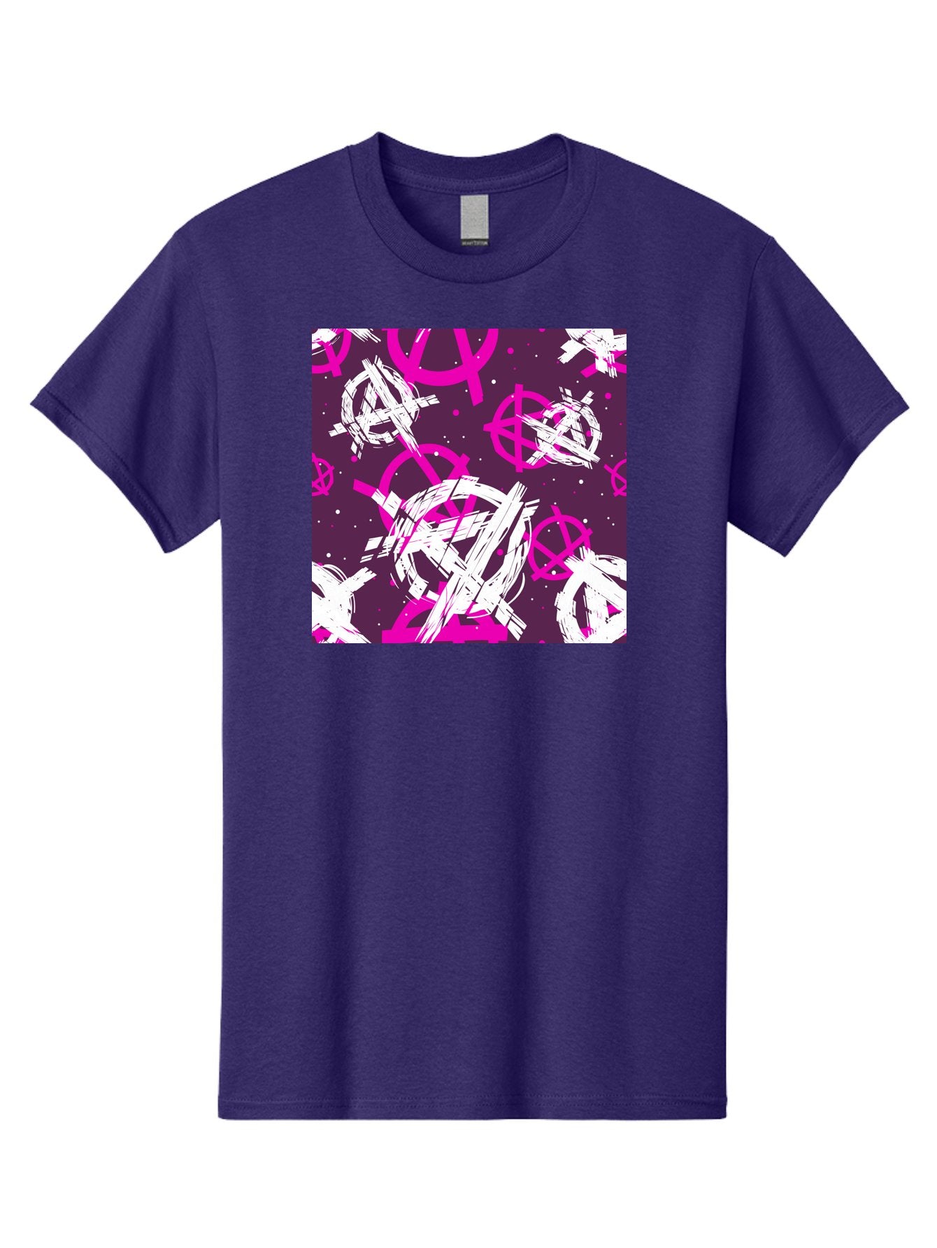 Anarchy-Symbols Men'S Graphic Tee, 100% Cotton, Comfortable Casual Summer Wear, Machine Washable, Anarchy Symbols, Protest Signs, Activist Graphics, Punk Rock Imagery, Chaotic Patterns, Abstract Art, Rebellion Motifs, Symbolic Expression, Aac377 15