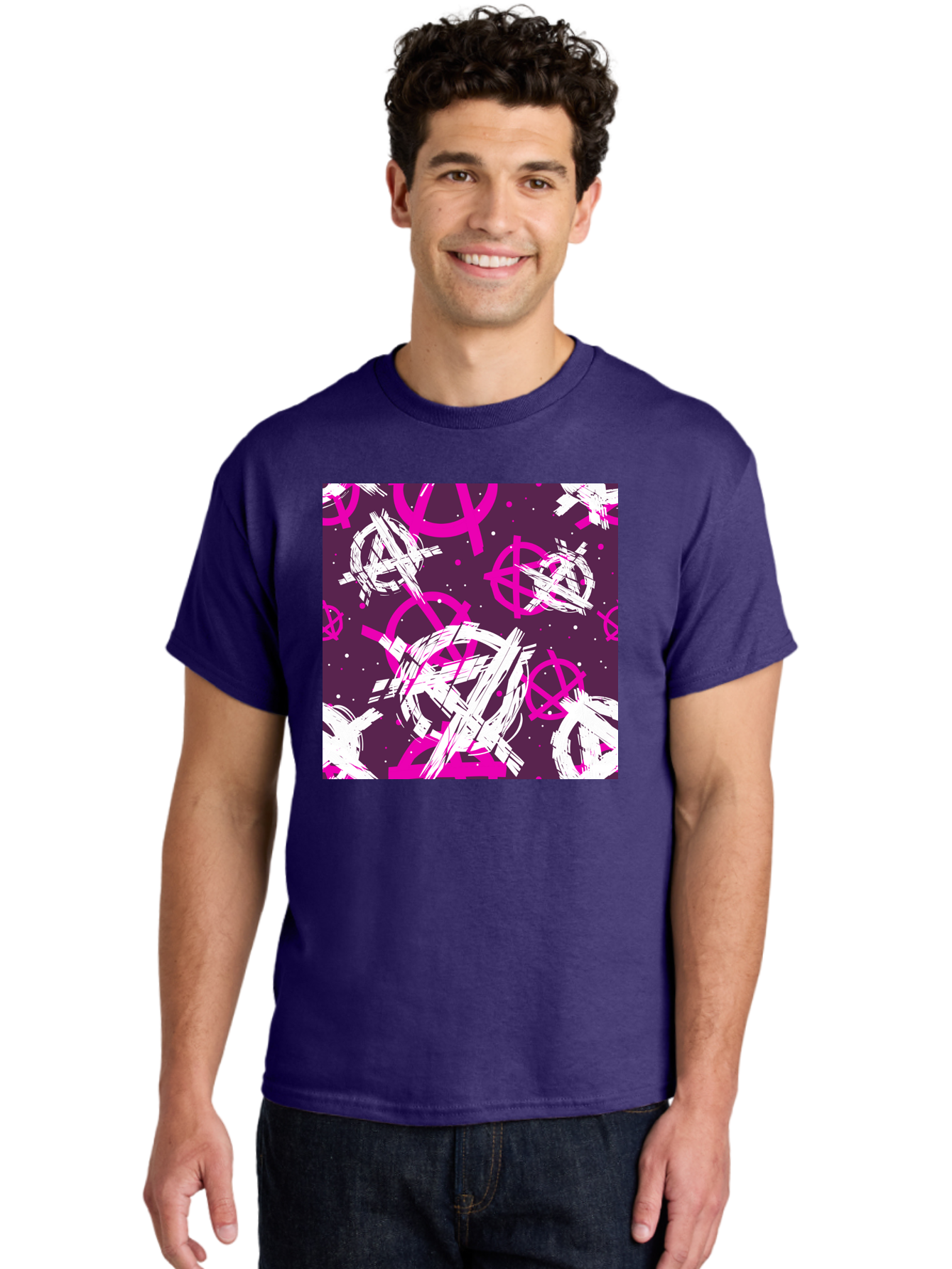 Anarchy-Symbols Men'S Graphic Tee, 100% Cotton, Comfortable Casual Summer Wear, Machine Washable, Anarchy Symbols, Protest Signs, Activist Graphics, Punk Rock Imagery, Chaotic Patterns, Abstract Art, Rebellion Motifs, Symbolic Expression, Aac377