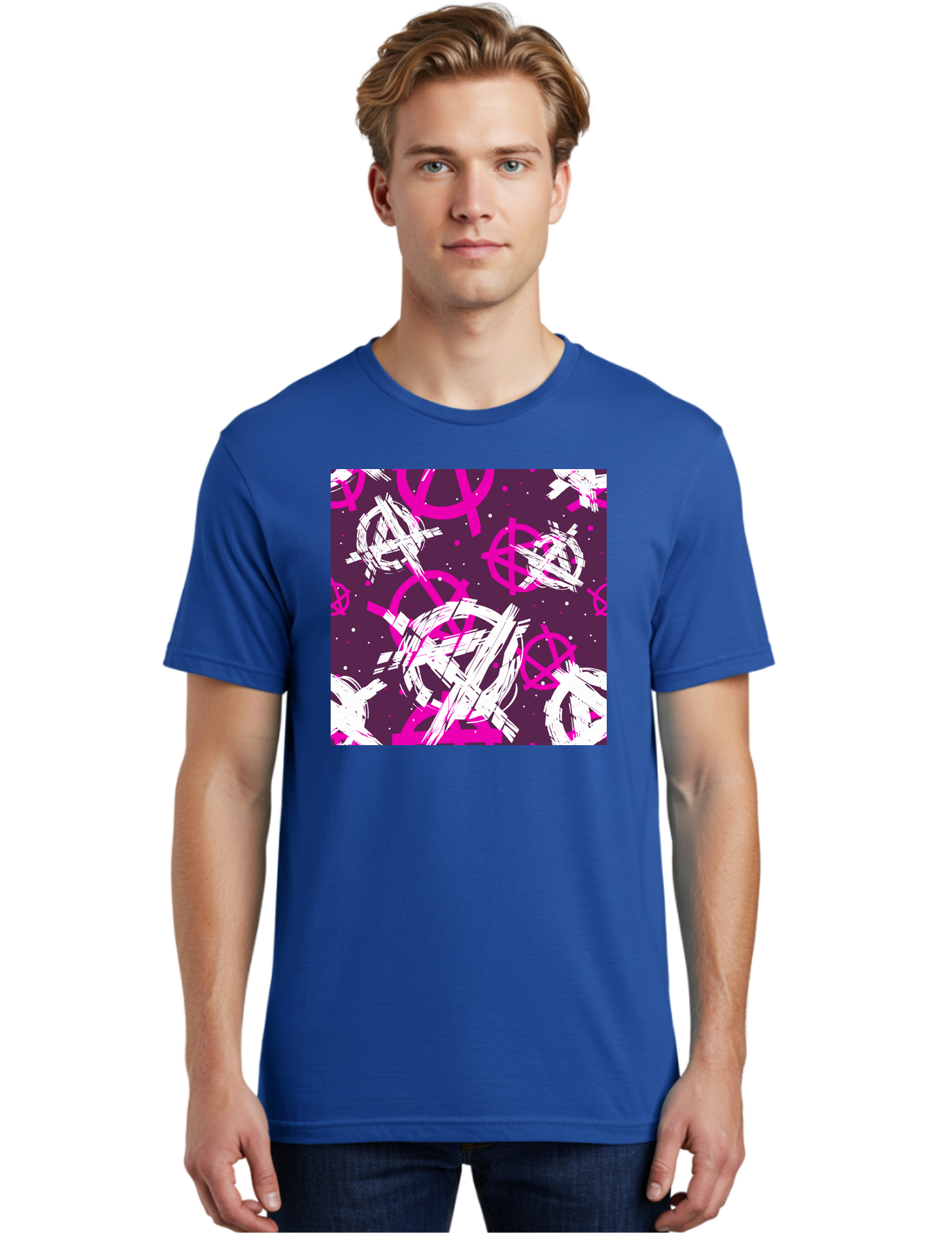 Anarchy-Symbols Men'S Graphic Tee, 100% Cotton, Comfortable Casual Summer Wear, Machine Washable, Anarchy Symbols, Protest Signs, Activist Graphics, Punk Rock Imagery, Chaotic Patterns, Abstract Art, Rebellion Motifs, Symbolic Expression, Aac377 20