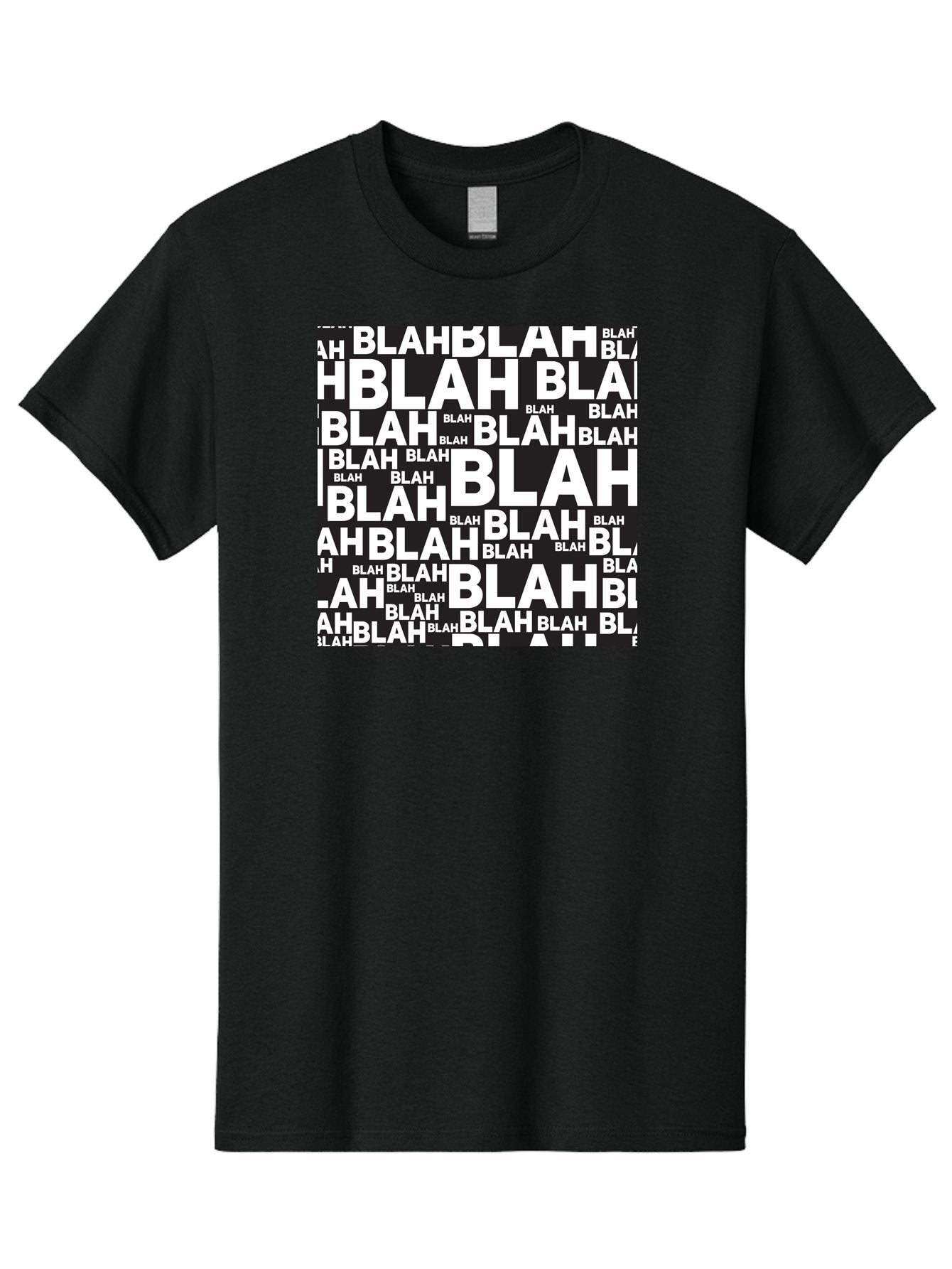 Blah Men'S Graphic Tee, 100% Cotton, Comfortable Casual Summer Wear, Machine Washable, Repetitive Text, Blah Blah, White Font, Black Background, Meaningless Words, Corporate Jargon, Office Chatter, Meaningless Speech, Empty Talk, Aac379 8