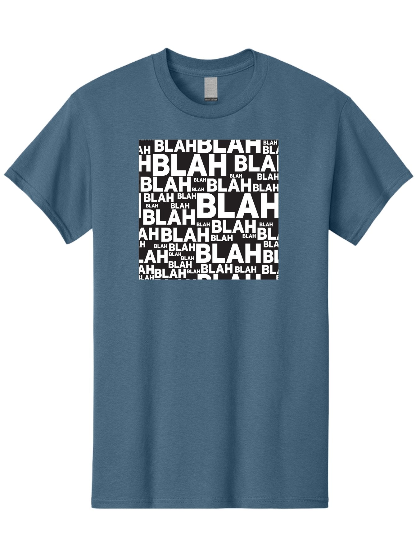 Blah Men'S Graphic Tee, 100% Cotton, Comfortable Casual Summer Wear, Machine Washable, Repetitive Text, Blah Blah, White Font, Black Background, Meaningless Words, Corporate Jargon, Office Chatter, Meaningless Speech, Empty Talk, Aac379 3