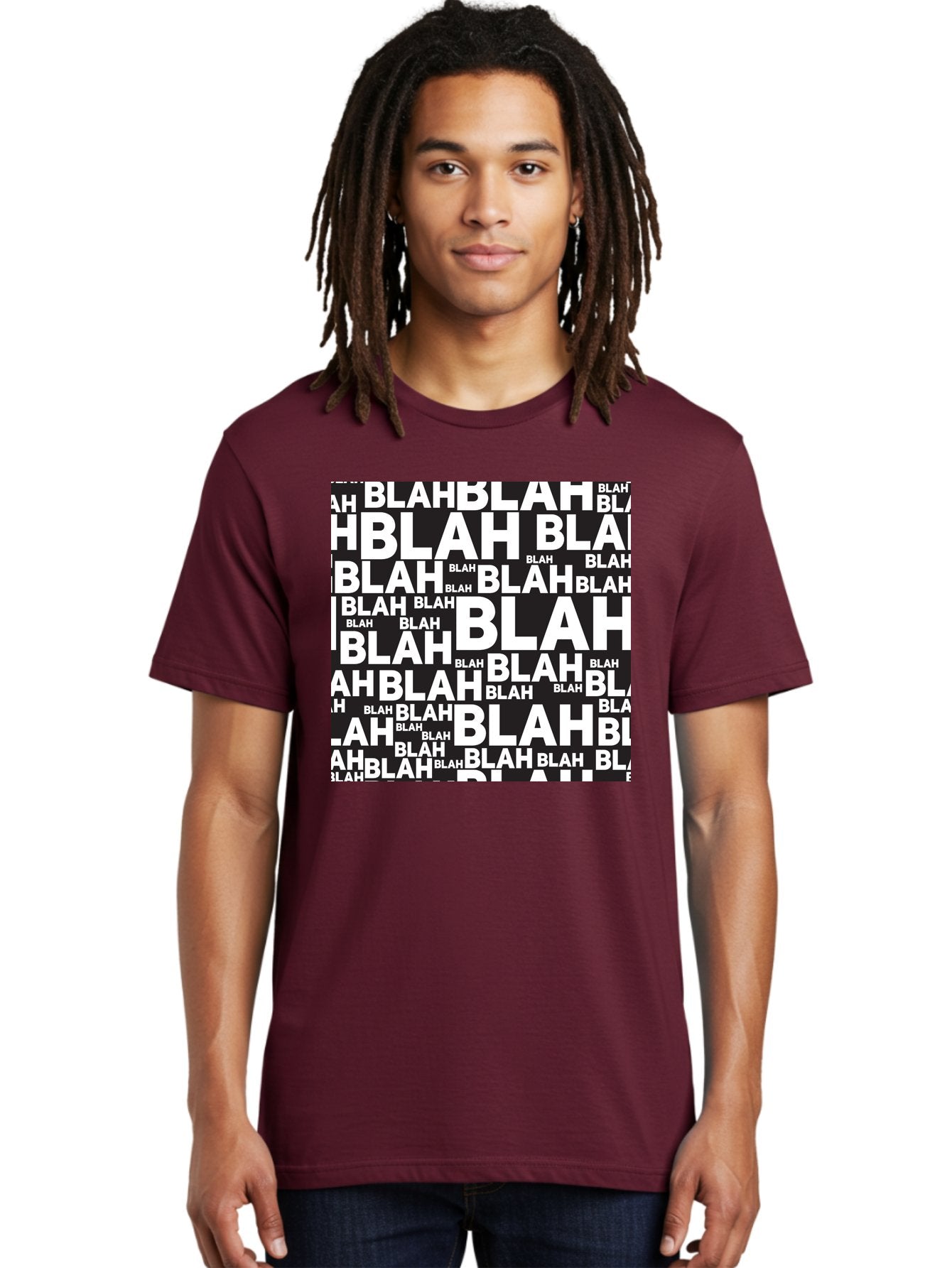 Blah Men'S Graphic Tee, 100% Cotton, Comfortable Casual Summer Wear, Machine Washable, Repetitive Text, Blah Blah, White Font, Black Background, Meaningless Words, Corporate Jargon, Office Chatter, Meaningless Speech, Empty Talk, Aac379 18