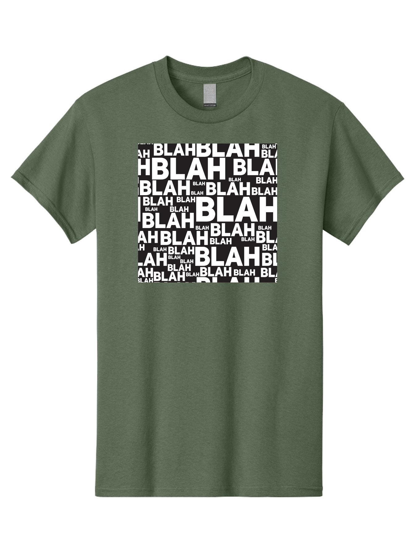 Blah Men'S Graphic Tee, 100% Cotton, Comfortable Casual Summer Wear, Machine Washable, Repetitive Text, Blah Blah, White Font, Black Background, Meaningless Words, Corporate Jargon, Office Chatter, Meaningless Speech, Empty Talk, Aac379
