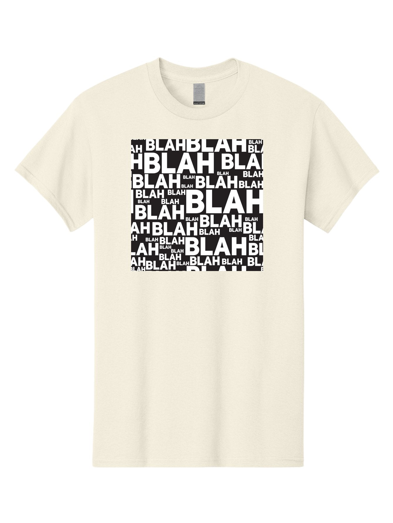 Blah Men'S Graphic Tee, 100% Cotton, Comfortable Casual Summer Wear, Machine Washable, Repetitive Text, Blah Blah, White Font, Black Background, Meaningless Words, Corporate Jargon, Office Chatter, Meaningless Speech, Empty Talk, Aac379 12