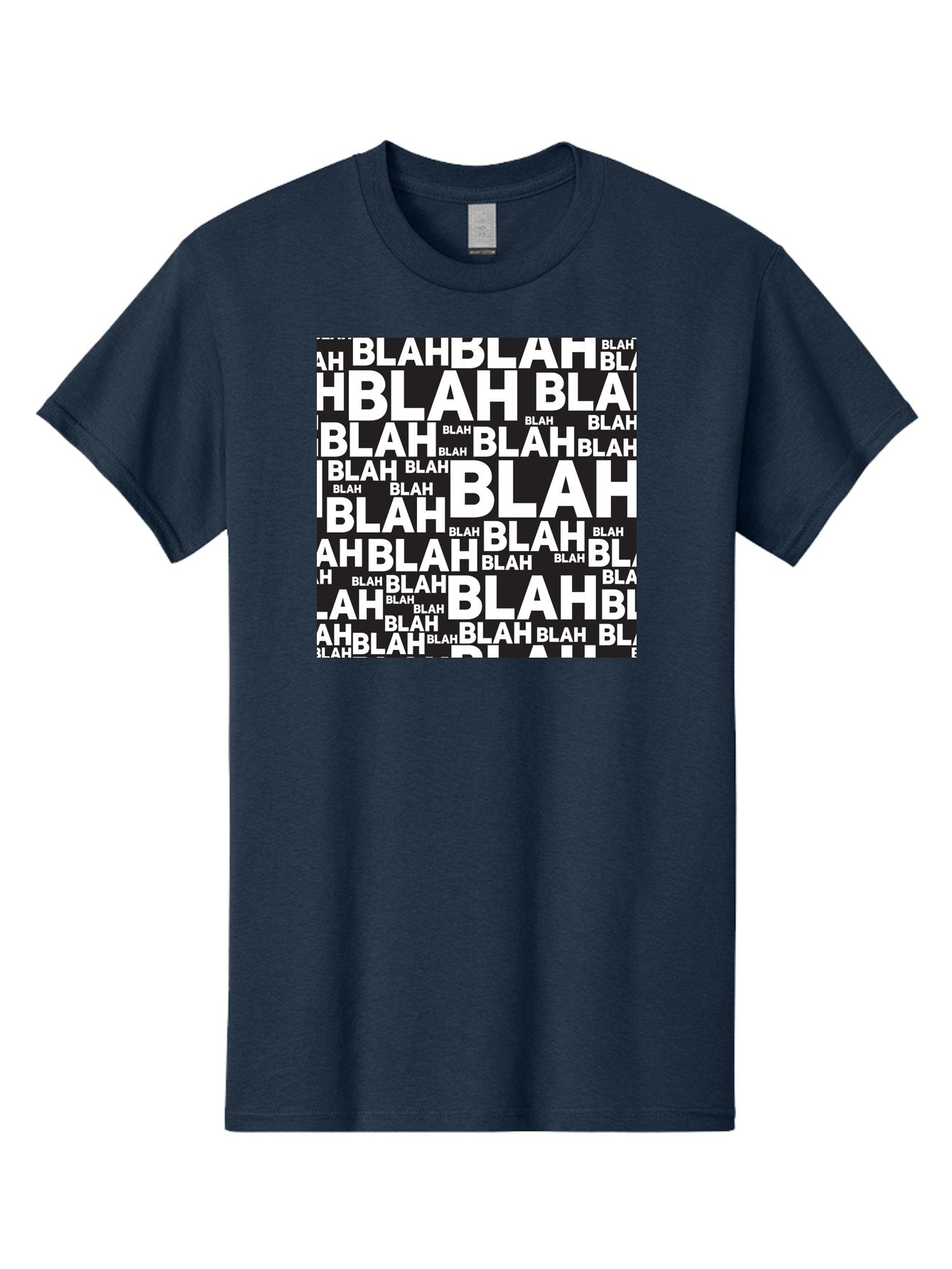 Blah Men'S Graphic Tee, 100% Cotton, Comfortable Casual Summer Wear, Machine Washable, Repetitive Text, Blah Blah, White Font, Black Background, Meaningless Words, Corporate Jargon, Office Chatter, Meaningless Speech, Empty Talk, Aac379 14