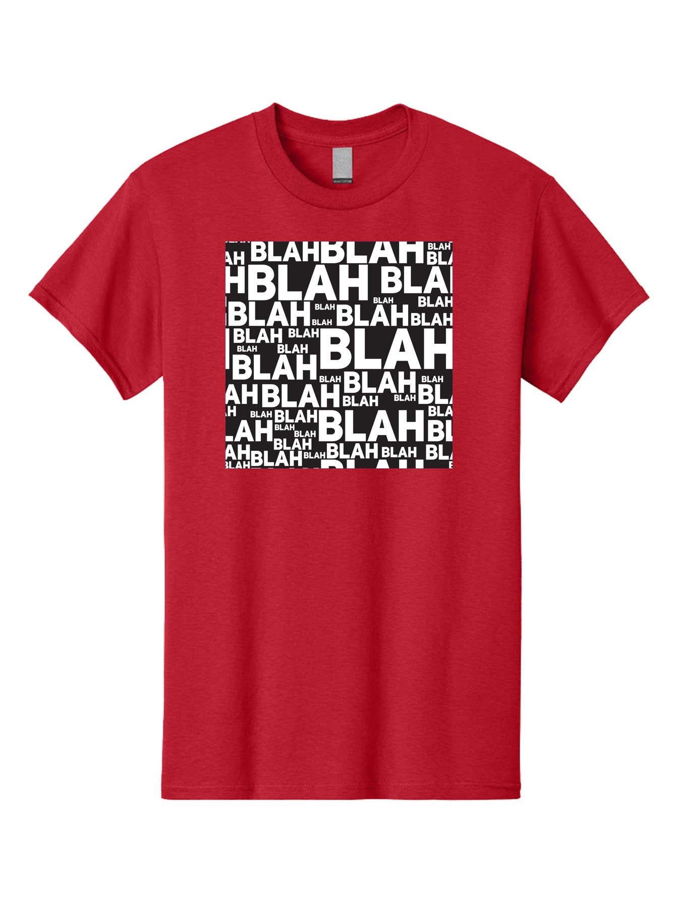 Blah Men'S Graphic Tee, 100% Cotton, Comfortable Casual Summer Wear, Machine Washable, Repetitive Text, Blah Blah, White Font, Black Background, Meaningless Words, Corporate Jargon, Office Chatter, Meaningless Speech, Empty Talk, Aac379 5