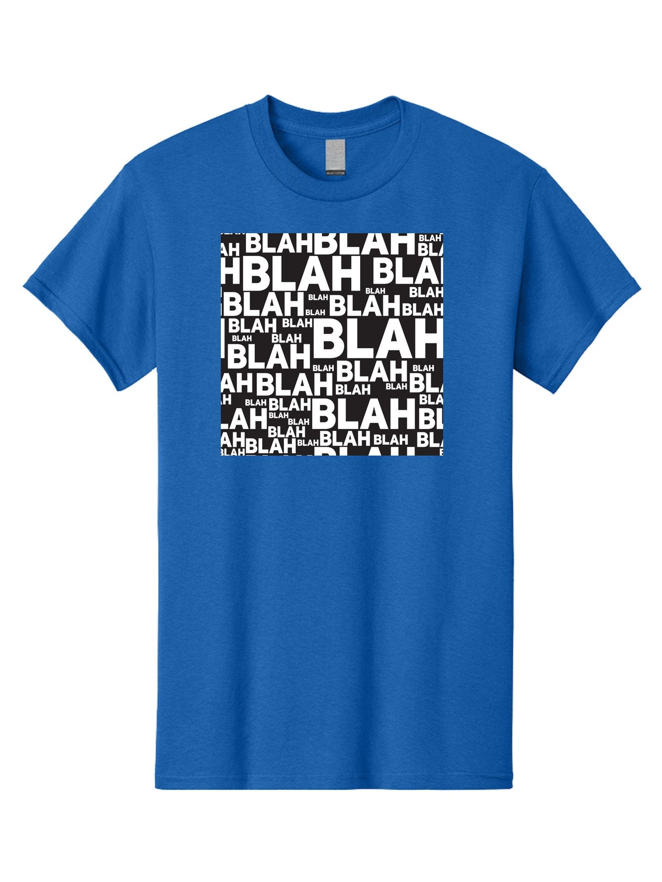 Blah Men'S Graphic Tee, 100% Cotton, Comfortable Casual Summer Wear, Machine Washable, Repetitive Text, Blah Blah, White Font, Black Background, Meaningless Words, Corporate Jargon, Office Chatter, Meaningless Speech, Empty Talk, Aac379 9