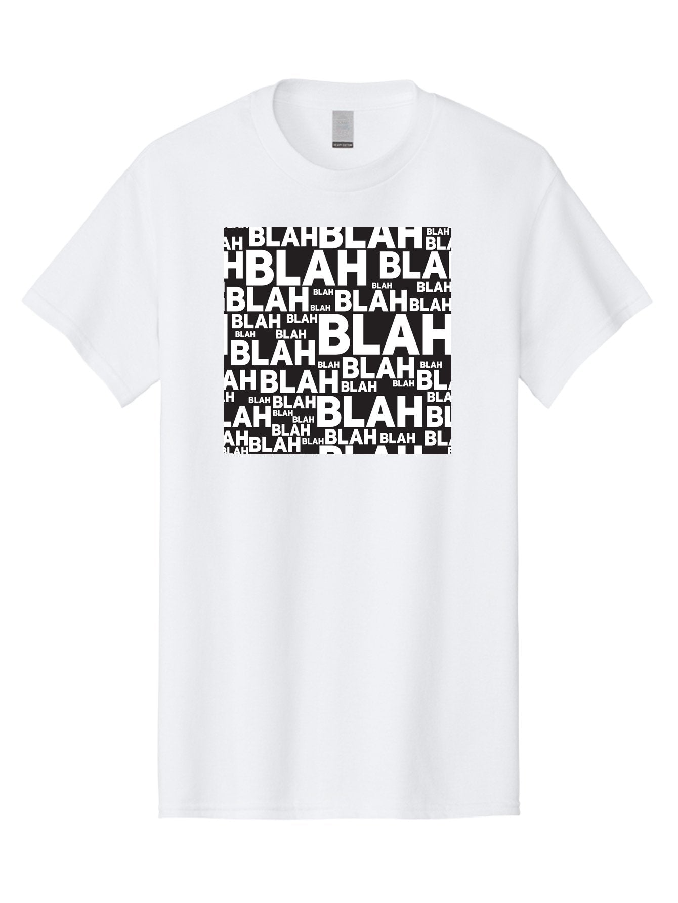 Blah Men'S Graphic Tee, 100% Cotton, Comfortable Casual Summer Wear, Machine Washable, Repetitive Text, Blah Blah, White Font, Black Background, Meaningless Words, Corporate Jargon, Office Chatter, Meaningless Speech, Empty Talk, Aac379 11