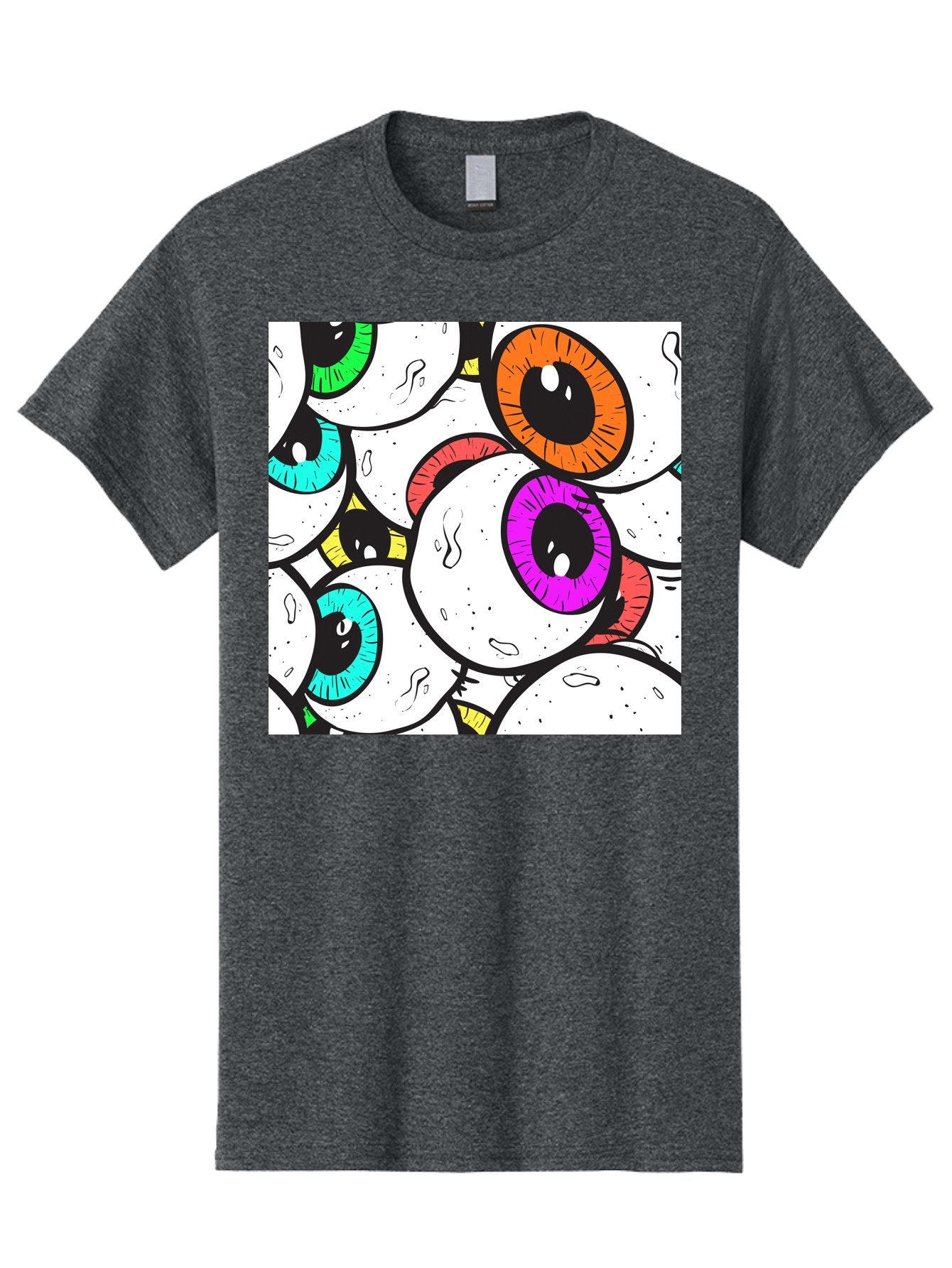 Cartoon-Eyes Men'S Graphic Tee, 100% Cotton, Comfortable Casual Summer Wear, Machine Washable, Cartoon Eyes, Vibrant Colors, Colorful Irises, Eyeballs, Illustration Art, Quirky Design, Playful Graphics, Eye-Catching Visuals, Modern Graphics, Aac381 11