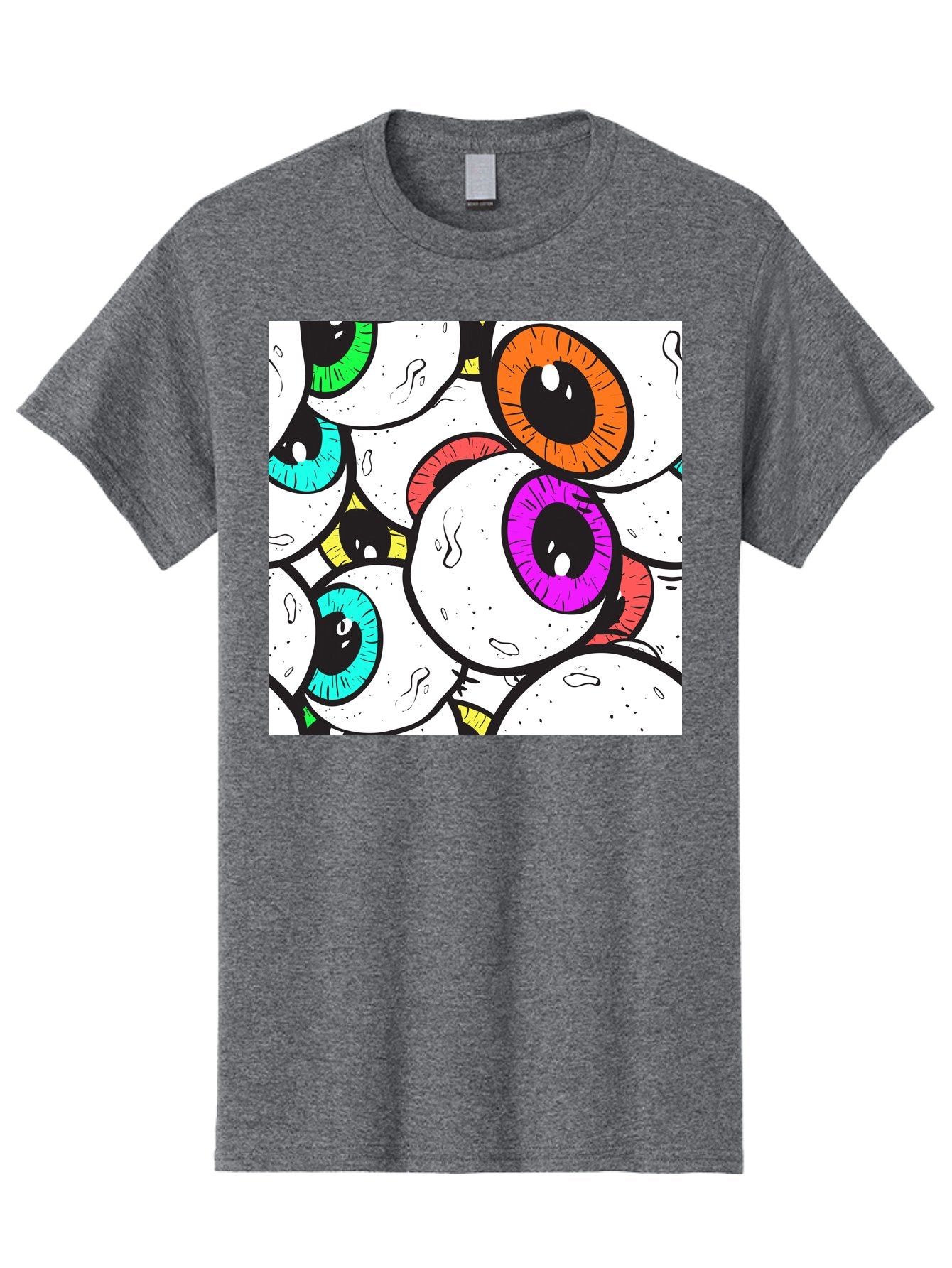 Cartoon-Eyes Men'S Graphic Tee, 100% Cotton, Comfortable Casual Summer Wear, Machine Washable, Cartoon Eyes, Vibrant Colors, Colorful Irises, Eyeballs, Illustration Art, Quirky Design, Playful Graphics, Eye-Catching Visuals, Modern Graphics, Aac381 3