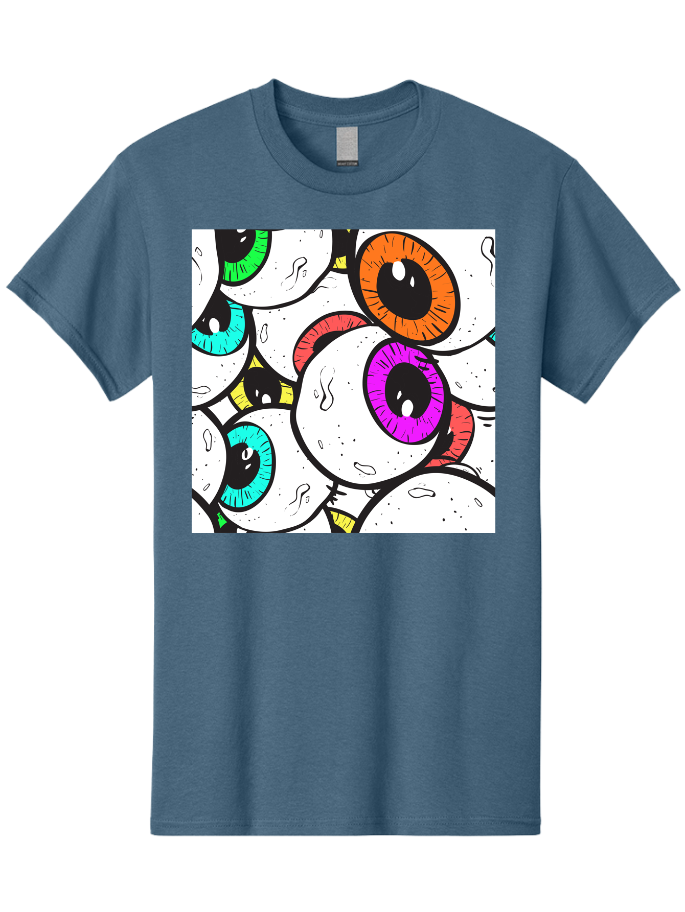 Cartoon-Eyes Men'S Graphic Tee, 100% Cotton, Comfortable Casual Summer Wear, Machine Washable, Cartoon Eyes, Vibrant Colors, Colorful Irises, Eyeballs, Illustration Art, Quirky Design, Playful Graphics, Eye-Catching Visuals, Modern Graphics, Aac381 11