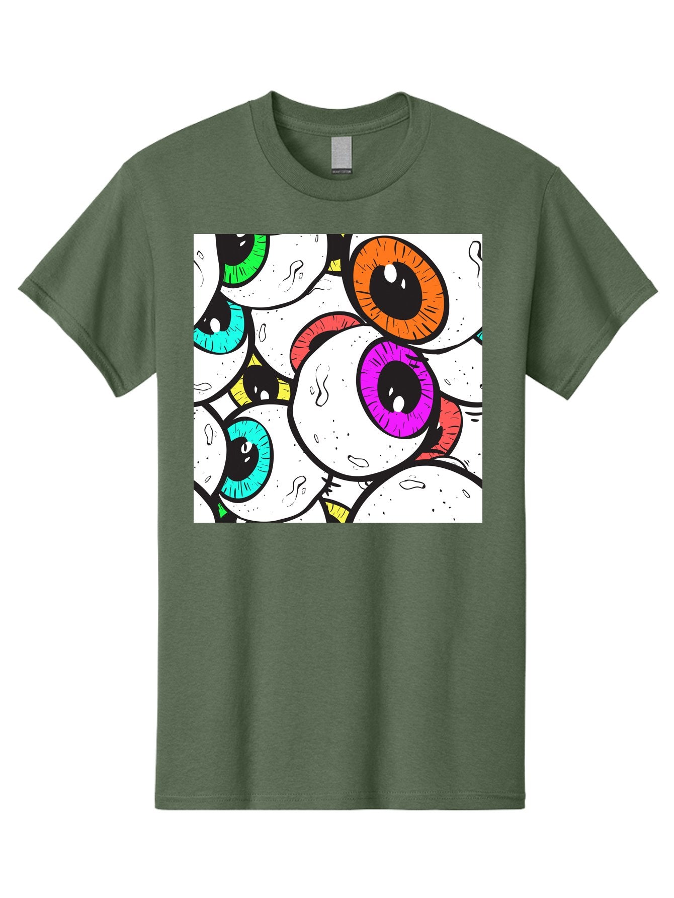 Cartoon-Eyes Men'S Graphic Tee, 100% Cotton, Comfortable Casual Summer Wear, Machine Washable, Cartoon Eyes, Vibrant Colors, Colorful Irises, Eyeballs, Illustration Art, Quirky Design, Playful Graphics, Eye-Catching Visuals, Modern Graphics, Aac381 12