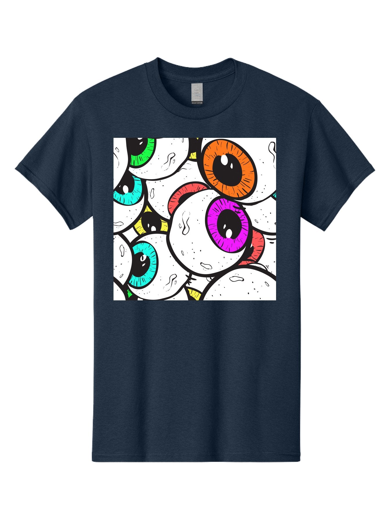 Cartoon-Eyes Men'S Graphic Tee, 100% Cotton, Comfortable Casual Summer Wear, Machine Washable, Cartoon Eyes, Vibrant Colors, Colorful Irises, Eyeballs, Illustration Art, Quirky Design, Playful Graphics, Eye-Catching Visuals, Modern Graphics, Aac381 9