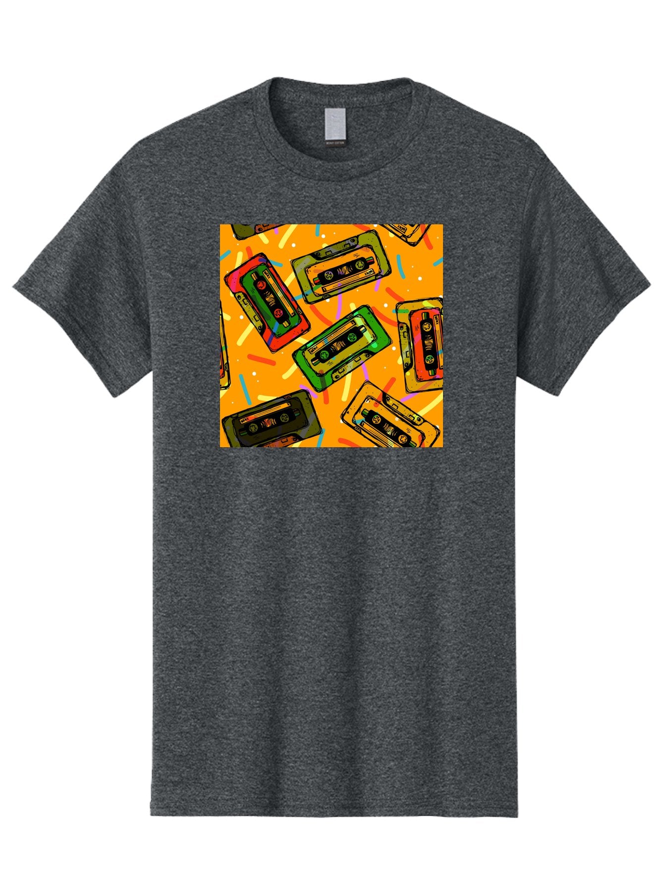 Cassette-Tapes Men'S Graphic Tee, 100% Cotton, Comfortable Casual Summer Wear, Machine Washable, Retro Cassette Tapes, Vintage Music, Colorful Illustration, Nostalgic Tech, 80S And 90S Memorabilia, Mix Tape Culture, Music Nostalgia, Aac383 15
