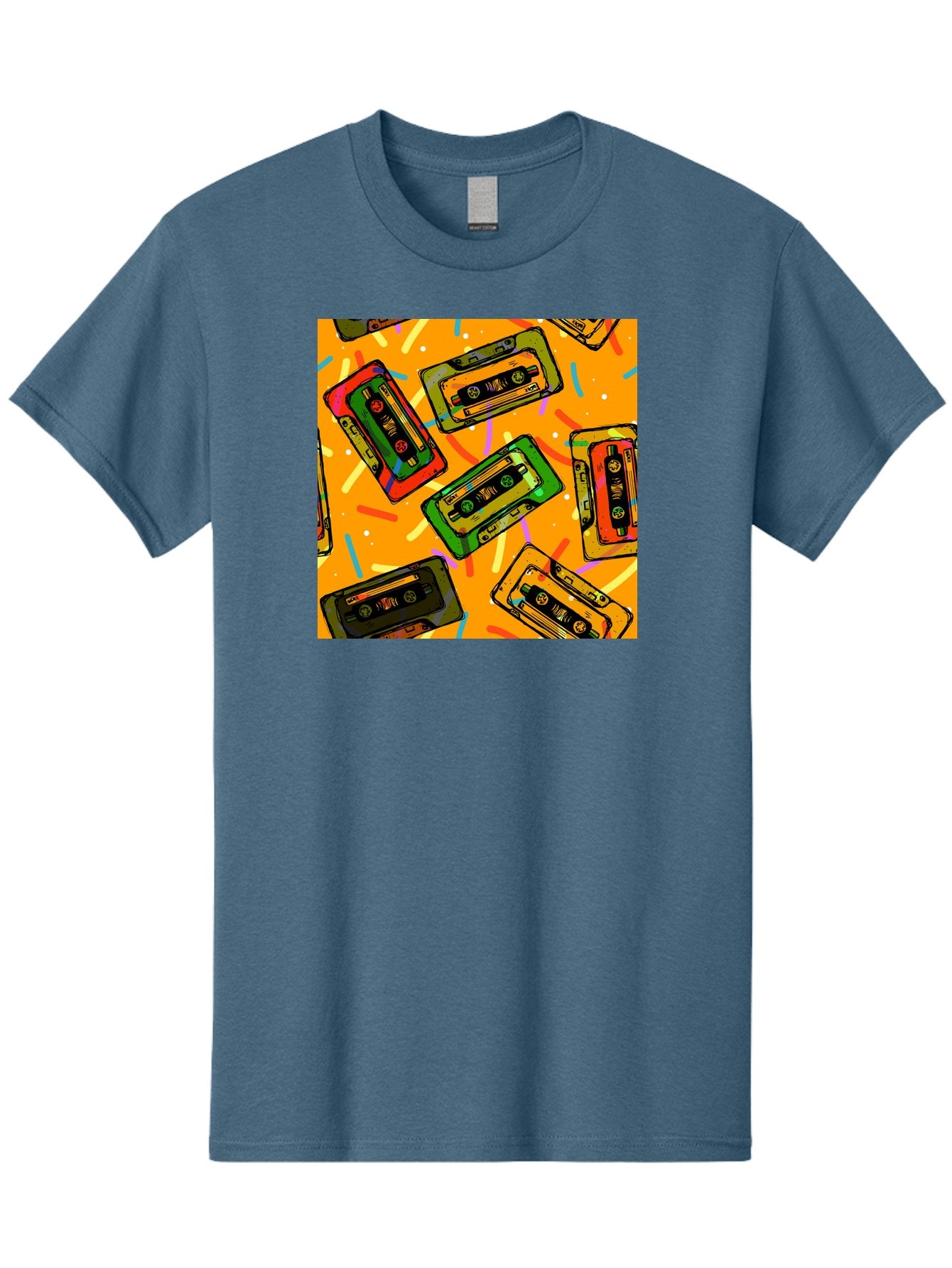 Cassette-Tapes Men'S Graphic Tee, 100% Cotton, Comfortable Casual Summer Wear, Machine Washable, Retro Cassette Tapes, Vintage Music, Colorful Illustration, Nostalgic Tech, 80S And 90S Memorabilia, Mix Tape Culture, Music Nostalgia, Aac383 12