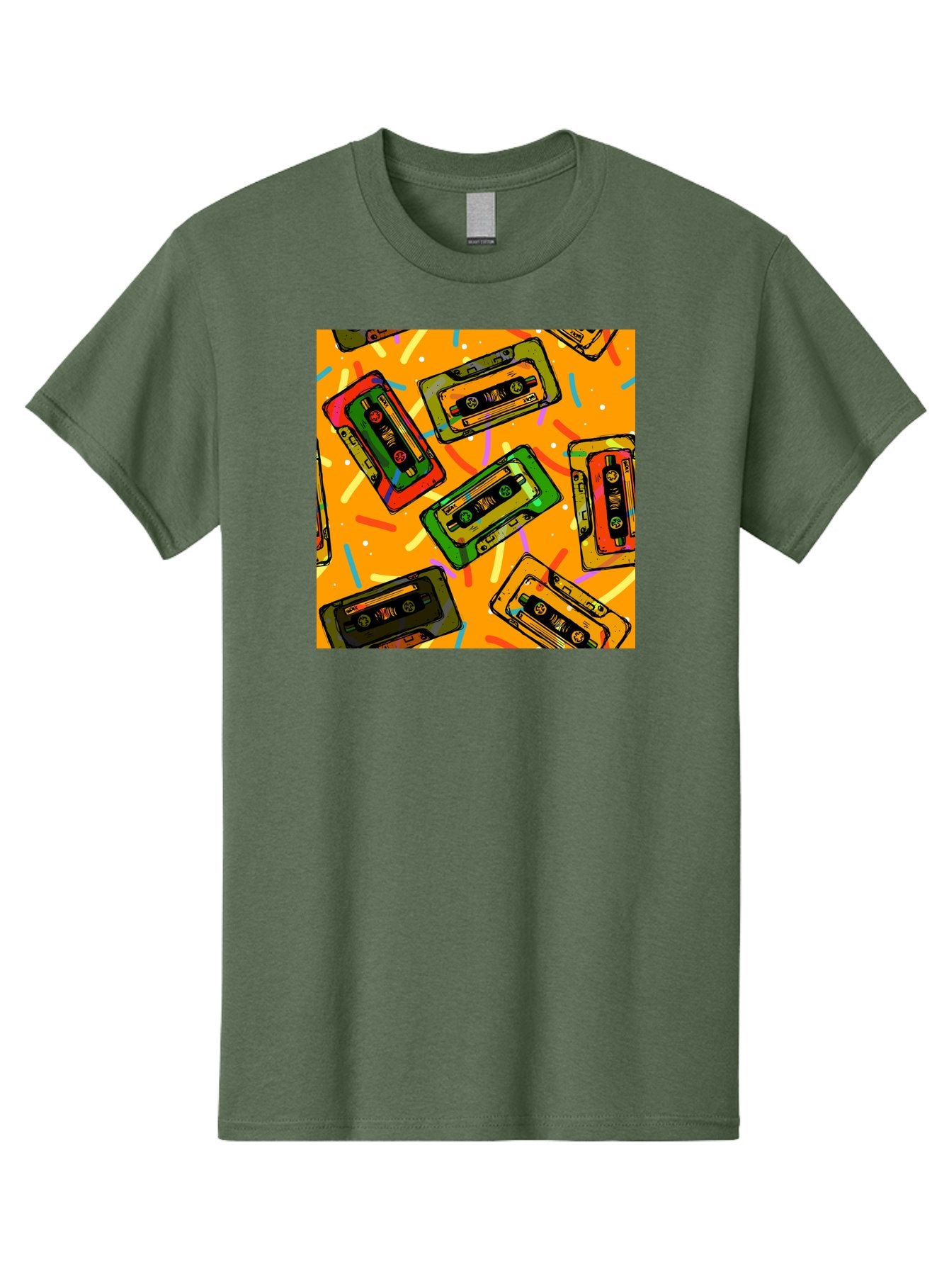 Cassette-Tapes Men'S Graphic Tee, 100% Cotton, Comfortable Casual Summer Wear, Machine Washable, Retro Cassette Tapes, Vintage Music, Colorful Illustration, Nostalgic Tech, 80S And 90S Memorabilia, Mix Tape Culture, Music Nostalgia, Aac383 4