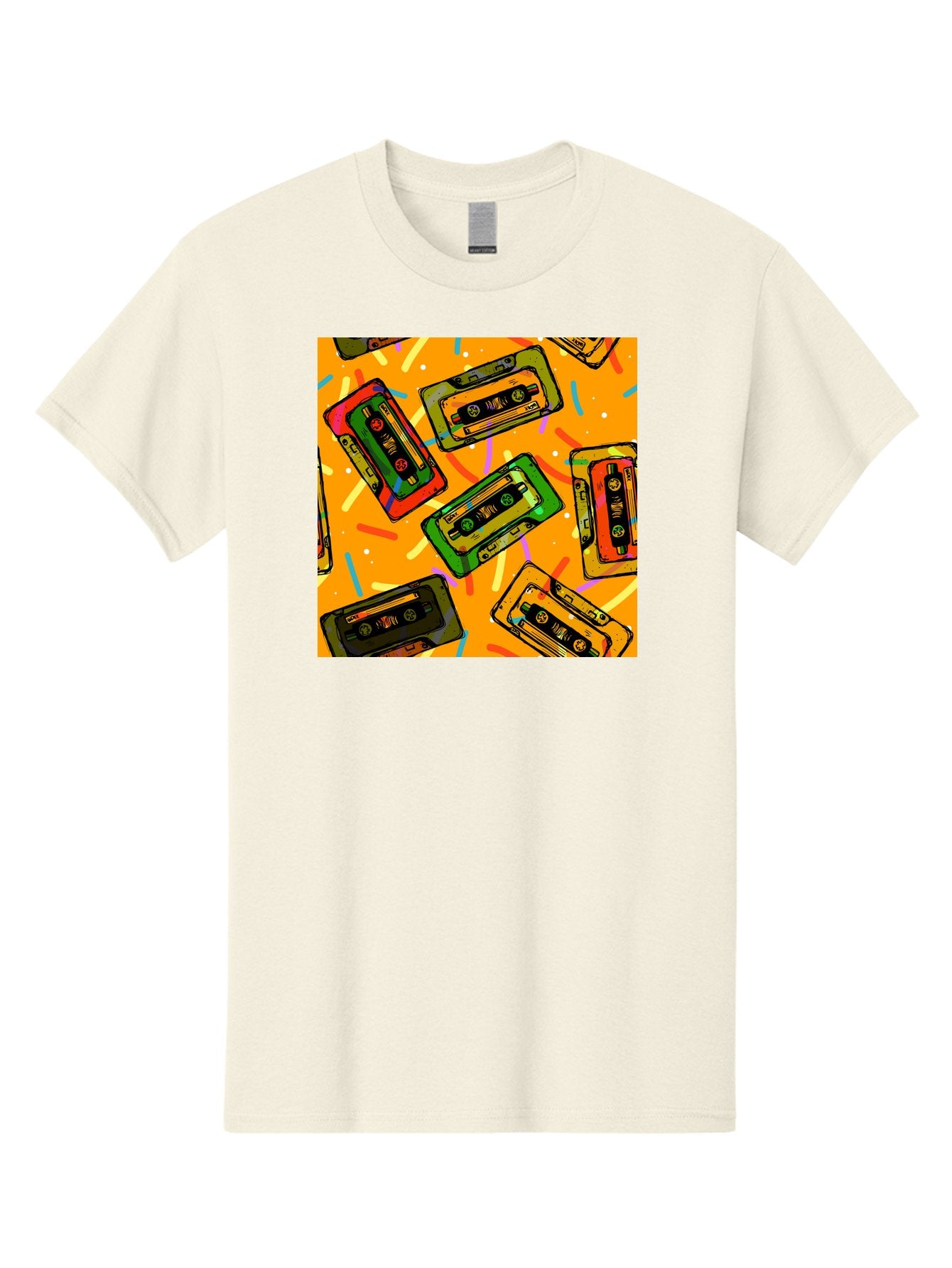 Cassette-Tapes Men'S Graphic Tee, 100% Cotton, Comfortable Casual Summer Wear, Machine Washable, Retro Cassette Tapes, Vintage Music, Colorful Illustration, Nostalgic Tech, 80S And 90S Memorabilia, Mix Tape Culture, Music Nostalgia, Aac383 10