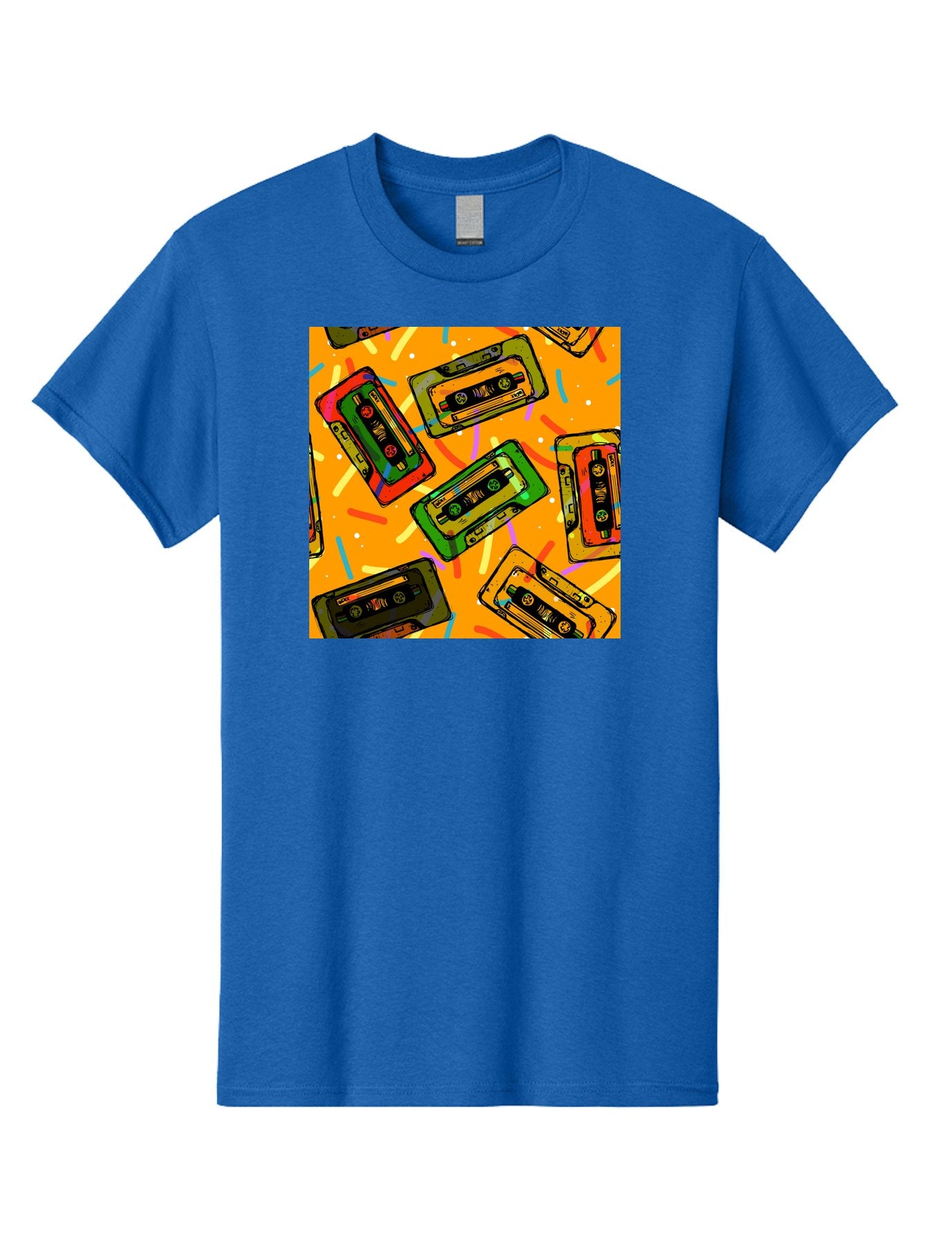Cassette-Tapes Men'S Graphic Tee, 100% Cotton, Comfortable Casual Summer Wear, Machine Washable, Retro Cassette Tapes, Vintage Music, Colorful Illustration, Nostalgic Tech, 80S And 90S Memorabilia, Mix Tape Culture, Music Nostalgia, Aac383 13