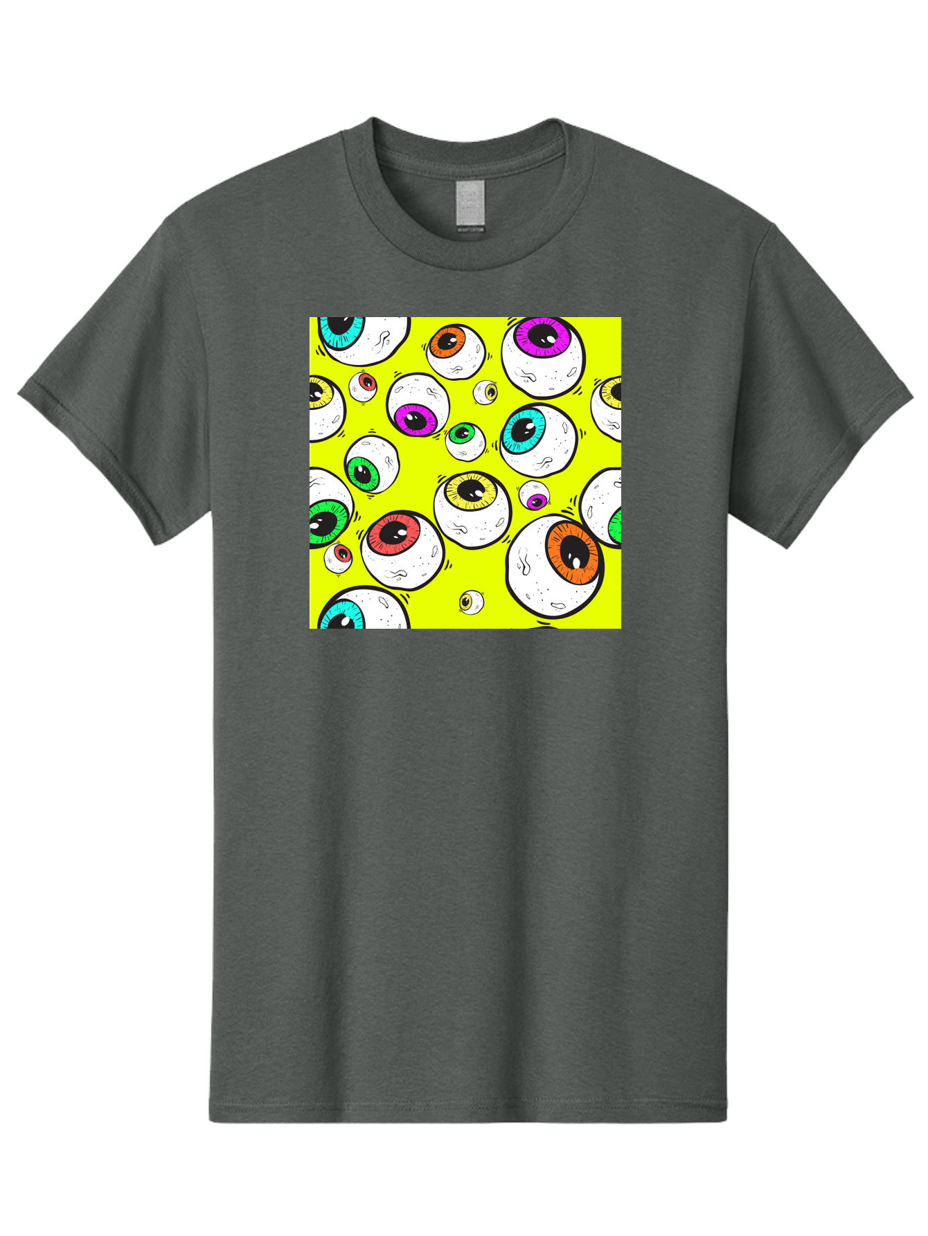 Colorful-Eyeballs Men'S Graphic Tee, 100% Cotton, Comfortable Casual Summer Wear, Machine Washable, Cartoon Eyeballs, Colorful Eyes, Vibrant Colors, Pop Art, Playful Graphics, Quirky Design, Eye-Catching Visuals, Fun Illustration, Aac386 25