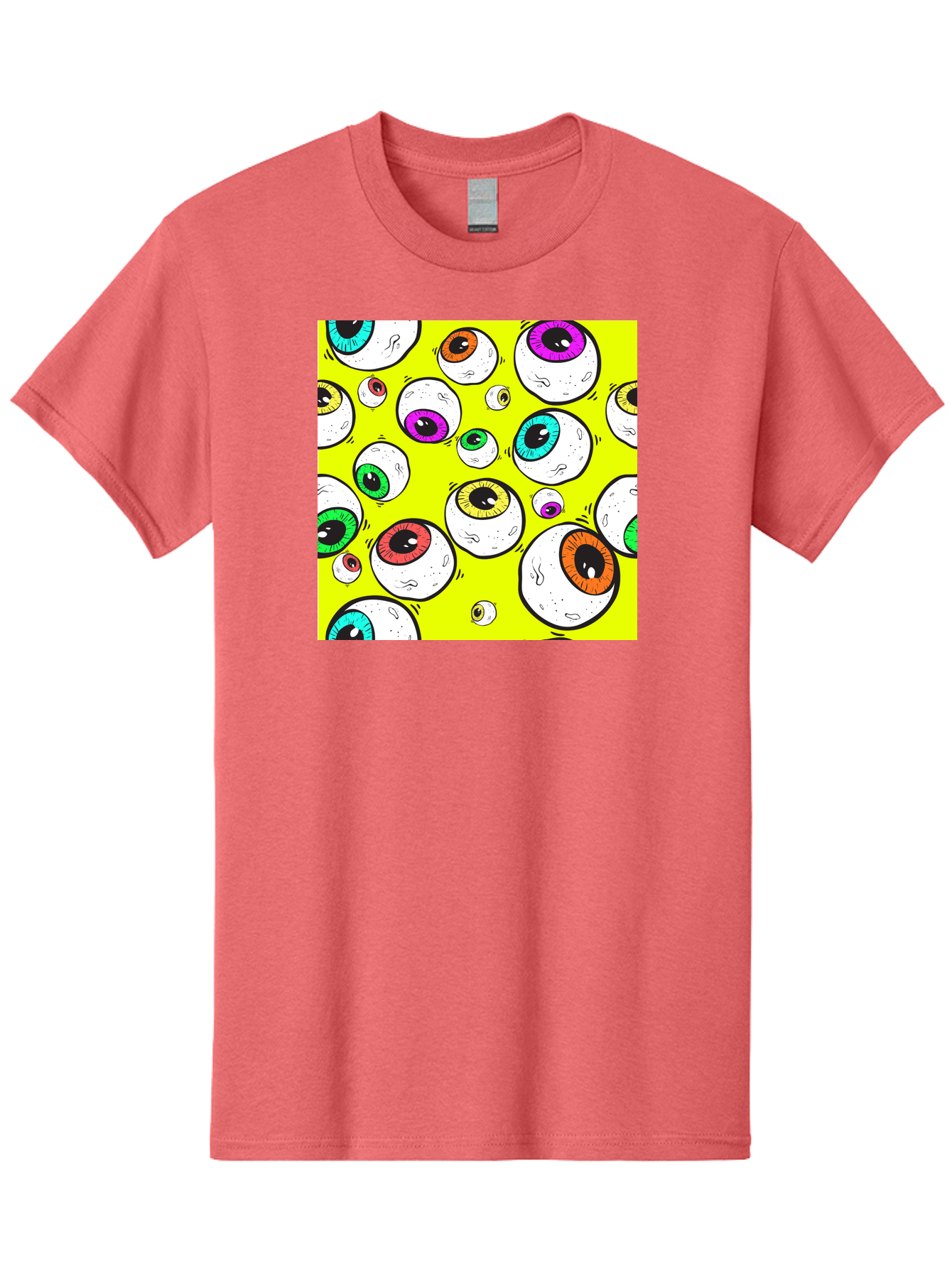 Colorful-Eyeballs Men'S Graphic Tee, 100% Cotton, Comfortable Casual Summer Wear, Machine Washable, Cartoon Eyeballs, Colorful Eyes, Vibrant Colors, Pop Art, Playful Graphics, Quirky Design, Eye-Catching Visuals, Fun Illustration, Aac386 3