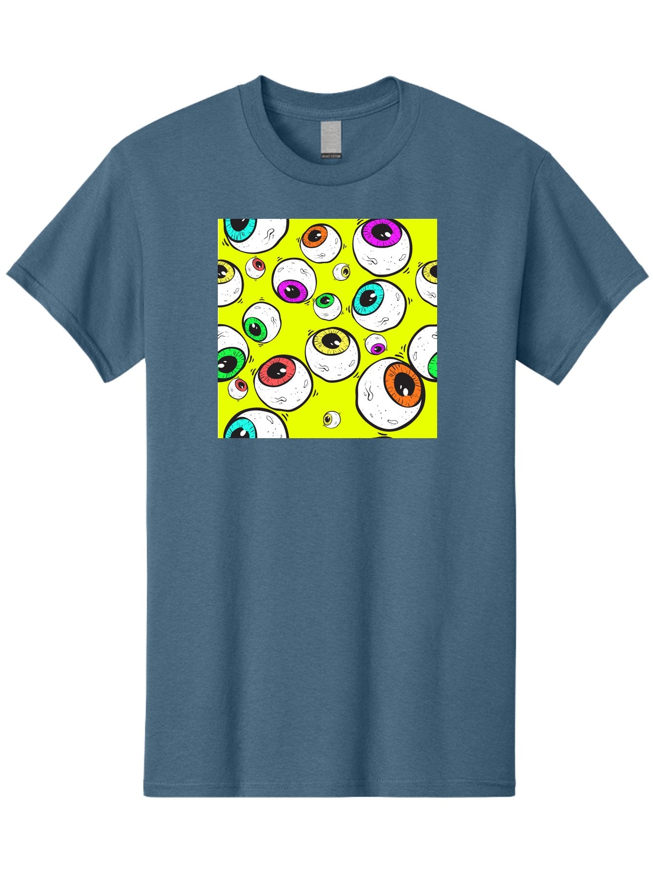 Colorful-Eyeballs Men'S Graphic Tee, 100% Cotton, Comfortable Casual Summer Wear, Machine Washable, Cartoon Eyeballs, Colorful Eyes, Vibrant Colors, Pop Art, Playful Graphics, Quirky Design, Eye-Catching Visuals, Fun Illustration, Aac386