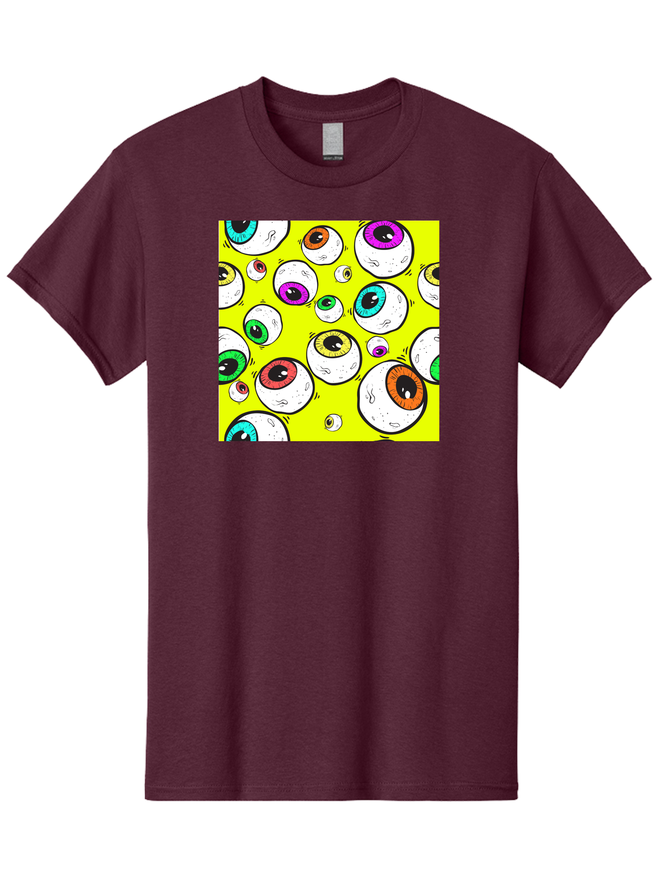 Colorful-Eyeballs Men'S Graphic Tee, 100% Cotton, Comfortable Casual Summer Wear, Machine Washable, Cartoon Eyeballs, Colorful Eyes, Vibrant Colors, Pop Art, Playful Graphics, Quirky Design, Eye-Catching Visuals, Fun Illustration, Aac386