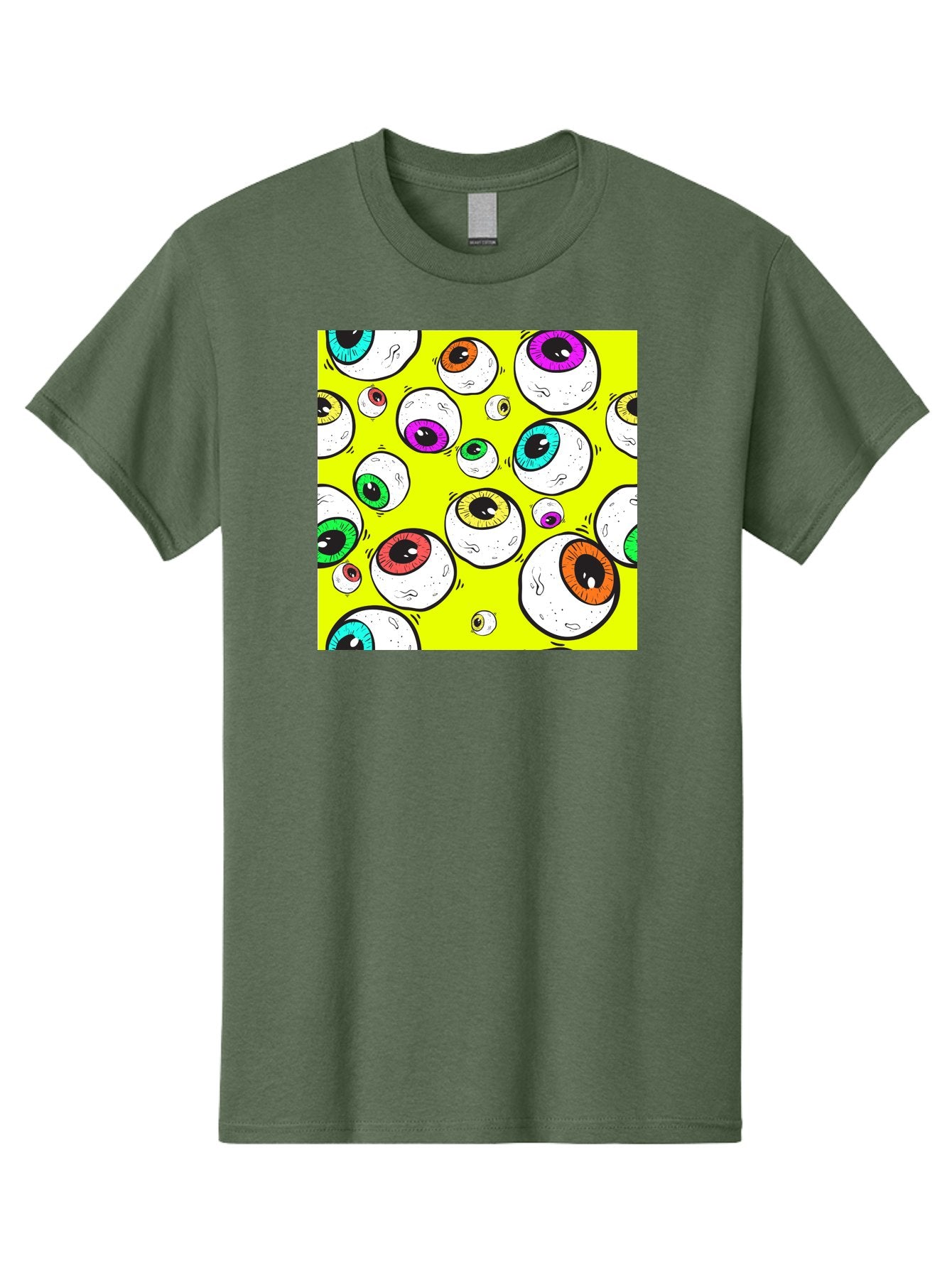 Colorful-Eyeballs Men'S Graphic Tee, 100% Cotton, Comfortable Casual Summer Wear, Machine Washable, Cartoon Eyeballs, Colorful Eyes, Vibrant Colors, Pop Art, Playful Graphics, Quirky Design, Eye-Catching Visuals, Fun Illustration, Aac386 5