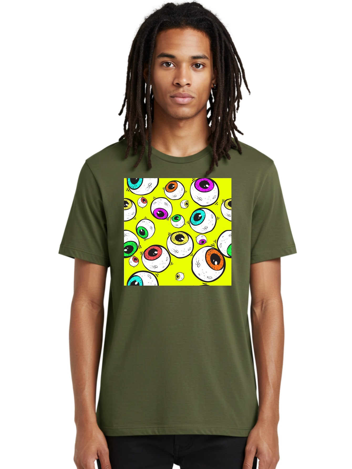 Colorful-Eyeballs Men'S Graphic Tee, 100% Cotton, Comfortable Casual Summer Wear, Machine Washable, Cartoon Eyeballs, Colorful Eyes, Vibrant Colors, Pop Art, Playful Graphics, Quirky Design, Eye-Catching Visuals, Fun Illustration, Aac386 16