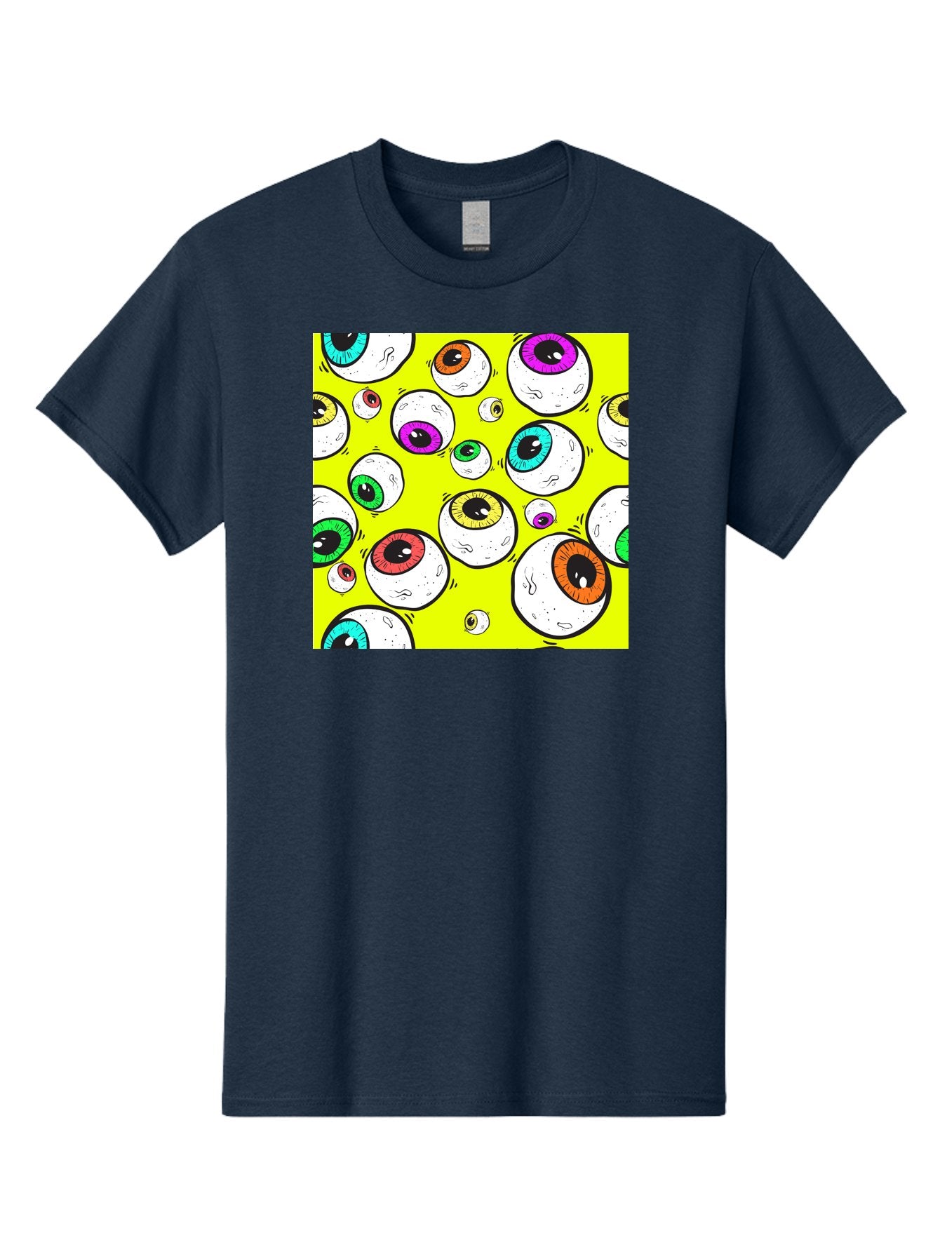 Colorful-Eyeballs Men'S Graphic Tee, 100% Cotton, Comfortable Casual Summer Wear, Machine Washable, Cartoon Eyeballs, Colorful Eyes, Vibrant Colors, Pop Art, Playful Graphics, Quirky Design, Eye-Catching Visuals, Fun Illustration, Aac386 8